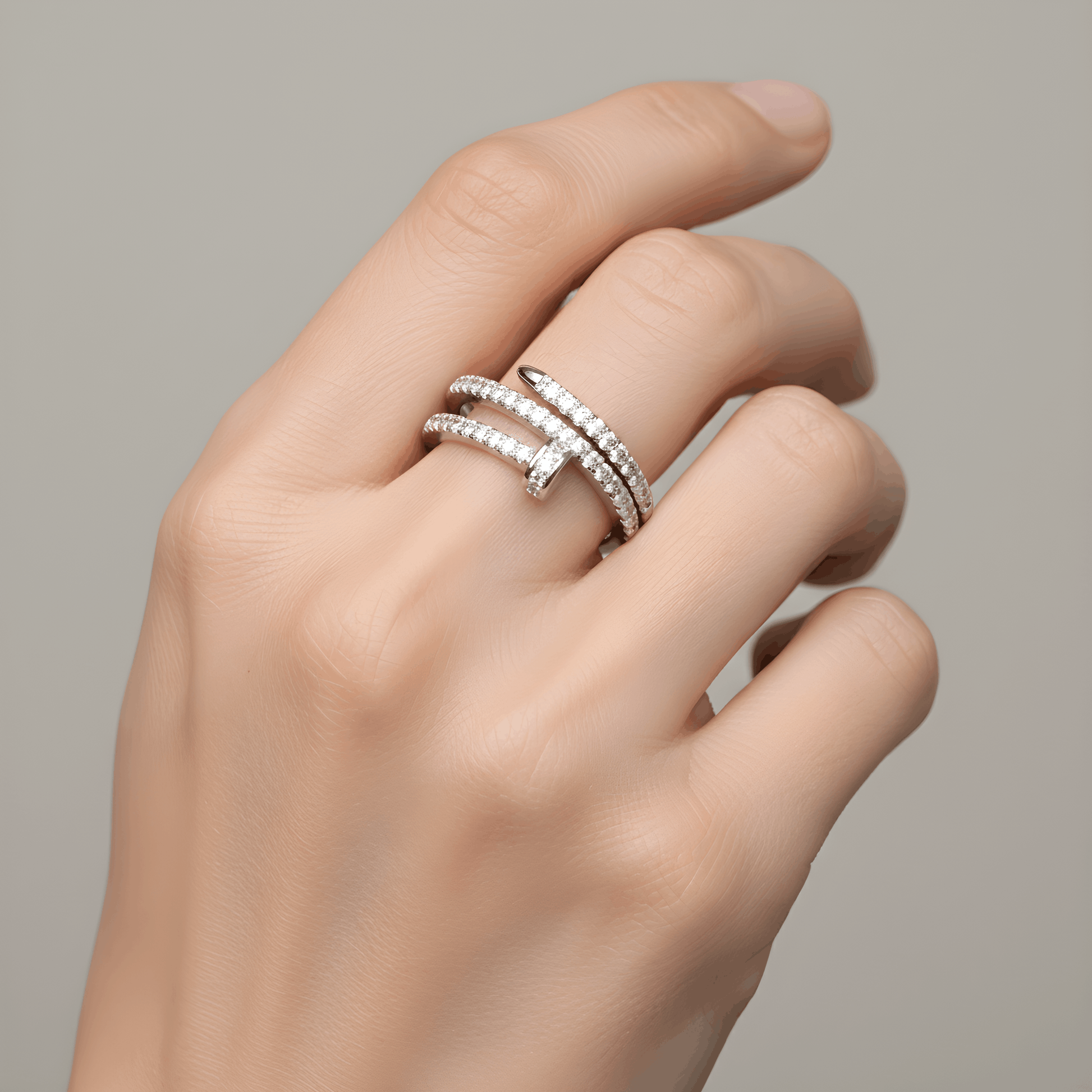 NuNu By Luminara Ayarlı Zirkon Taşlı Yüzük Silver