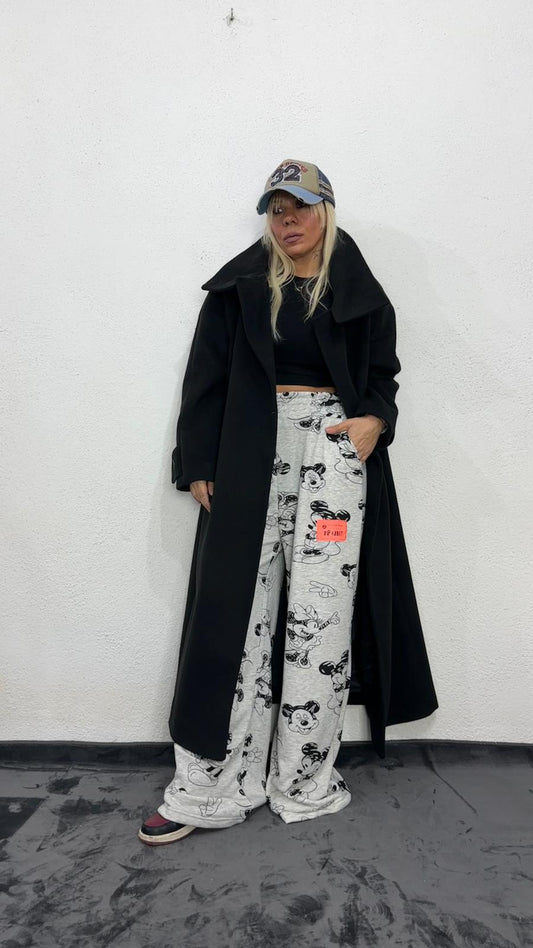 NuNu By Mause Baskılı Oversize Gri Pantolon M-L