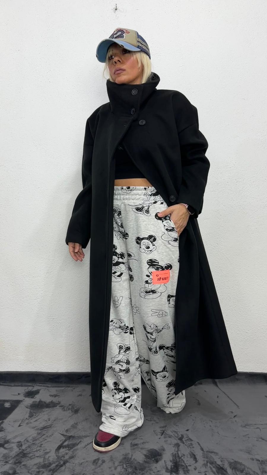 NuNu By Mause Baskılı Oversize Gri Pantolon
