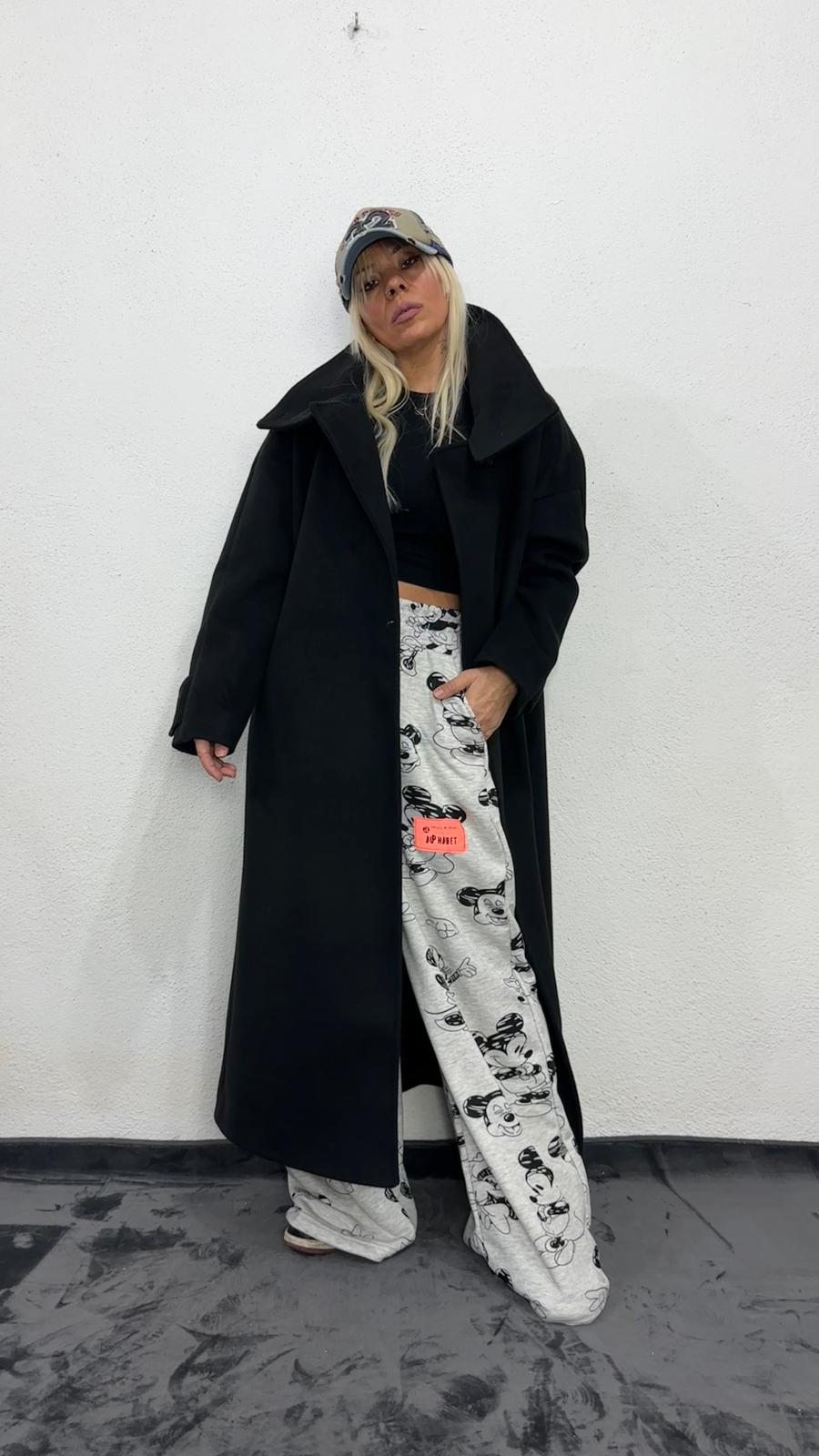 NuNu By Mause Baskılı Oversize Gri Pantolon