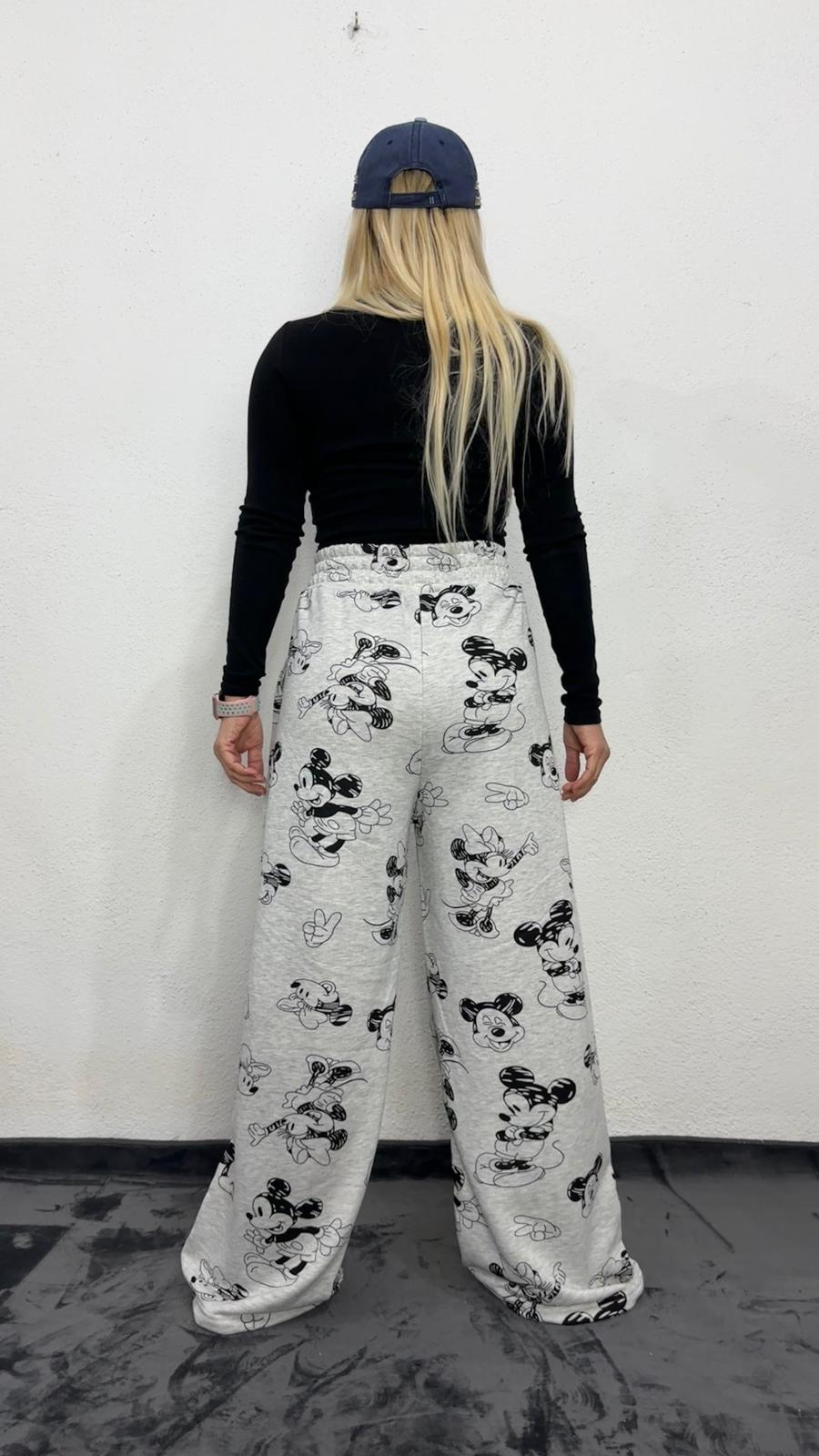 NuNu By Mause Baskılı Oversize Gri Pantolon