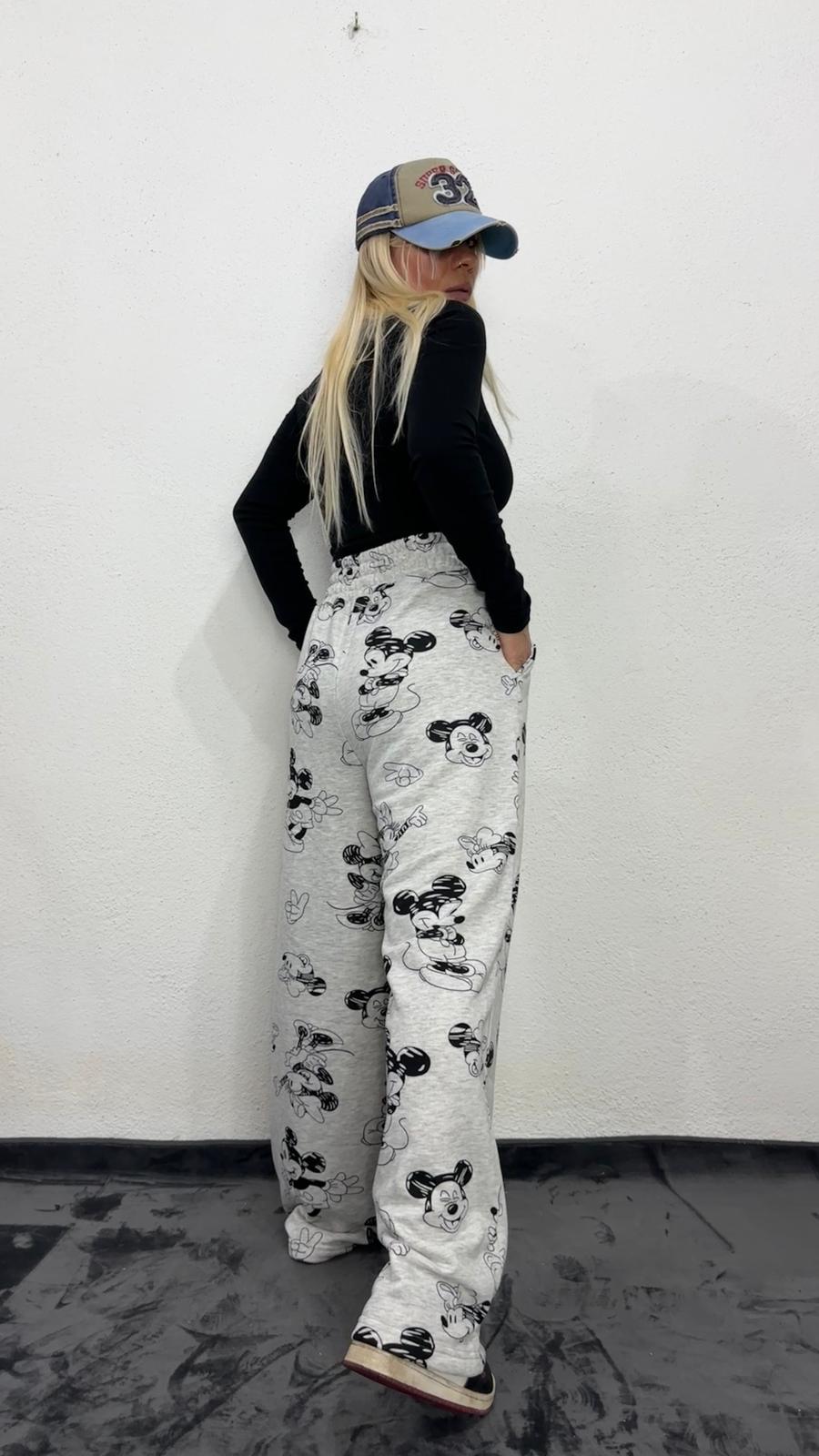NuNu By Mause Baskılı Oversize Gri Pantolon