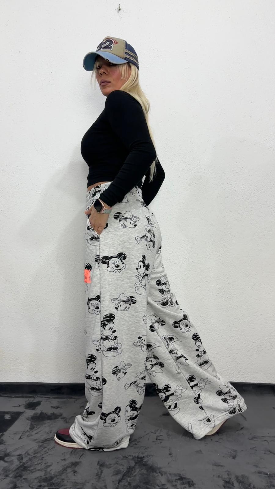 NuNu By Mause Baskılı Oversize Gri Pantolon