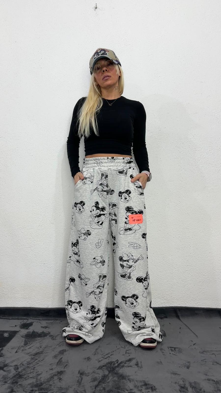 NuNu By Mause Baskılı Oversize Gri Pantolon