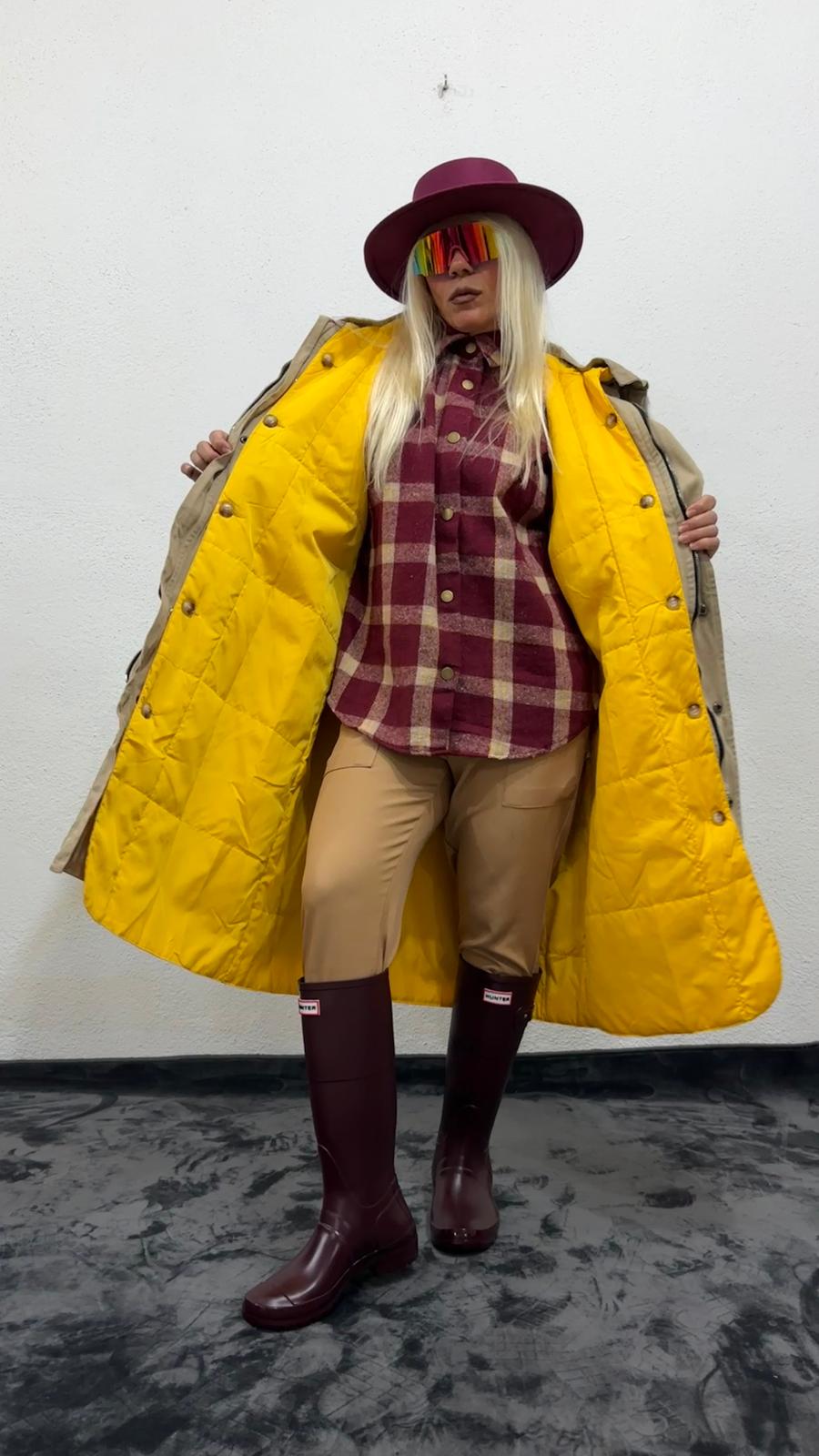 NuNu By Noir Bej Tüylü Kapüşonlu Oversize Gabardin Mont