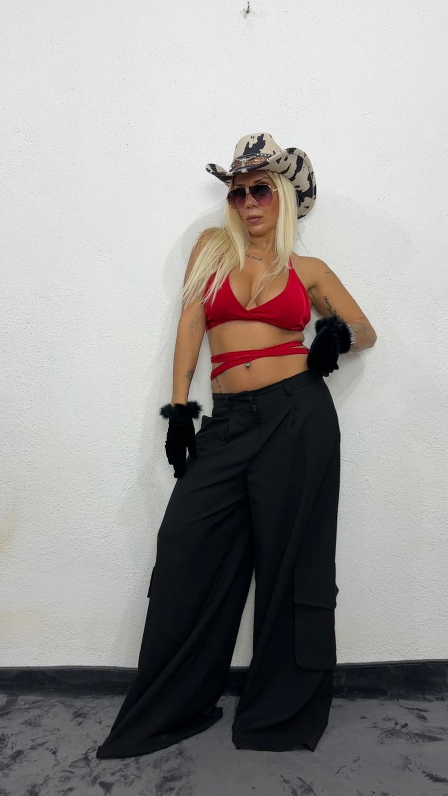 NuNu By Nova Wrap Kırmızı Crop Top