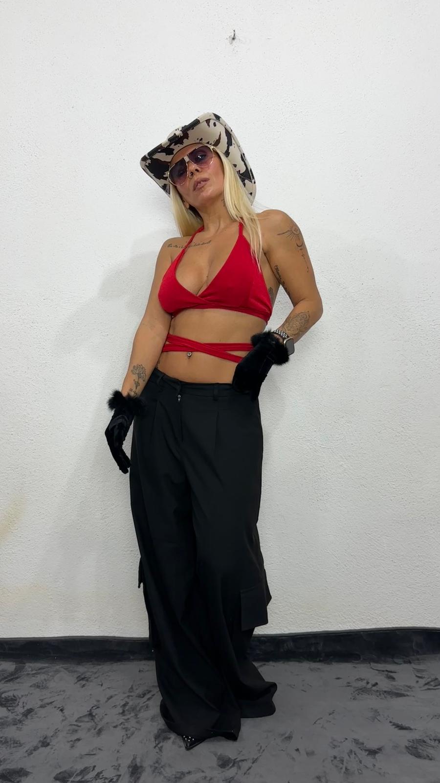 NuNu By Nova Wrap Kırmızı Crop Top