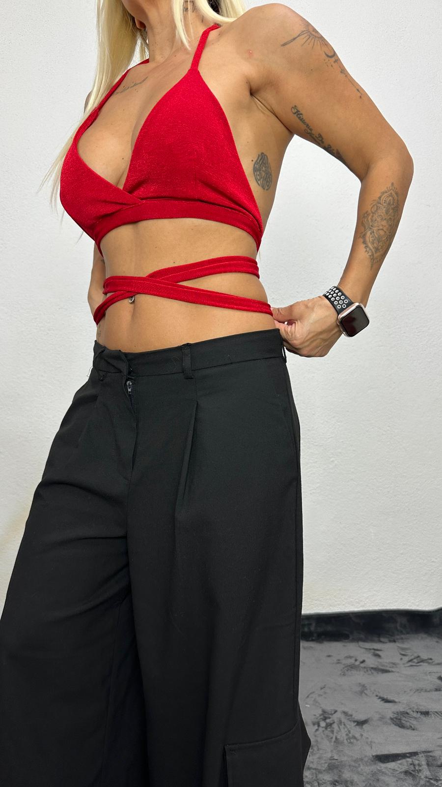 NuNu By Nova Wrap Kırmızı Crop Top