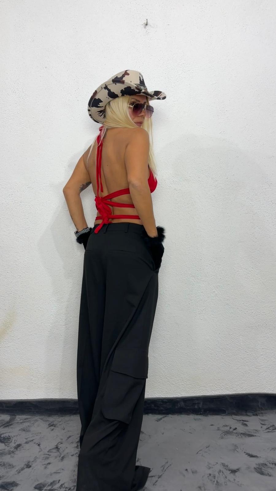 NuNu By Nova Wrap Kırmızı Crop Top