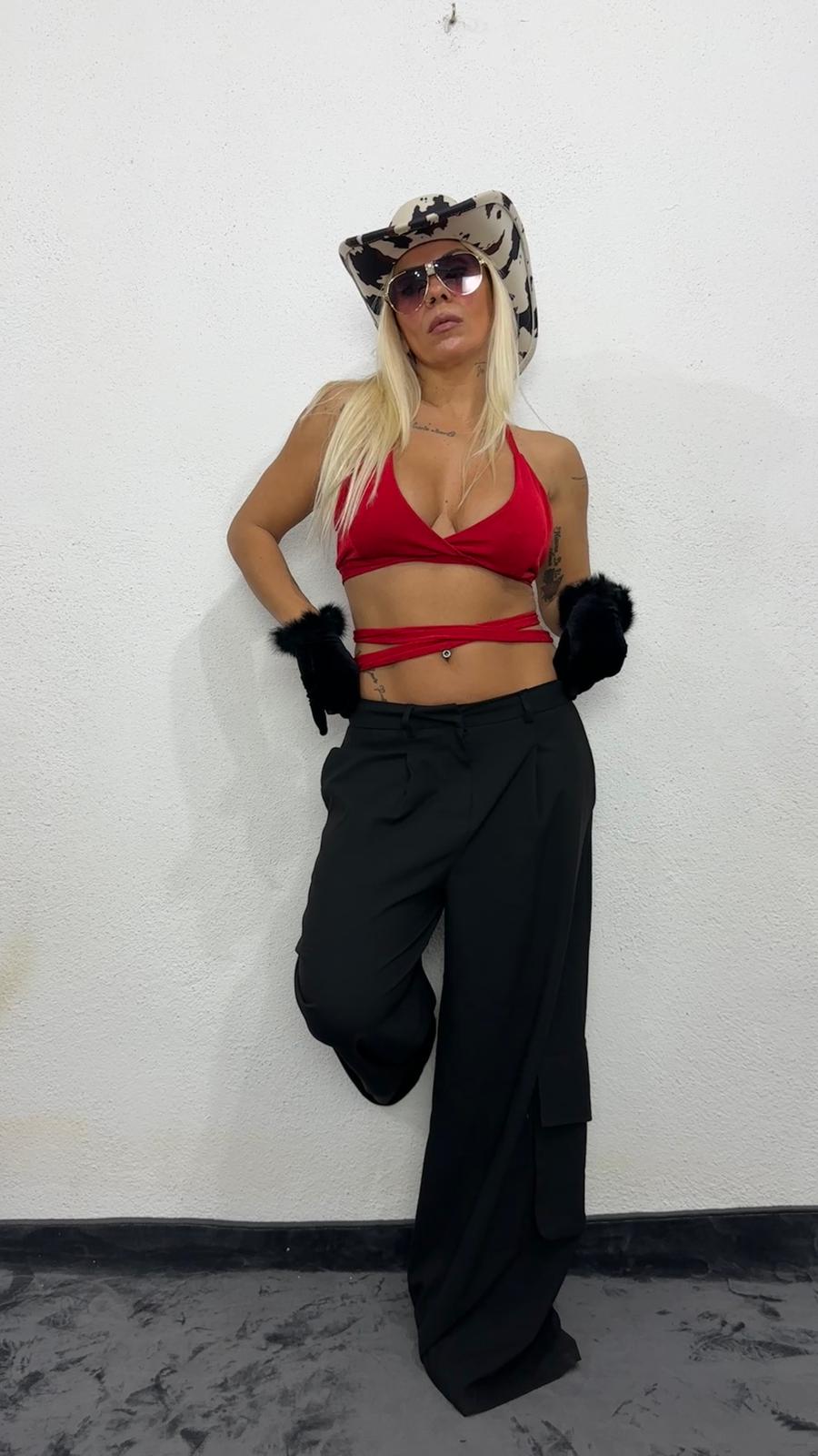 NuNu By Nova Wrap Kırmızı Crop Top