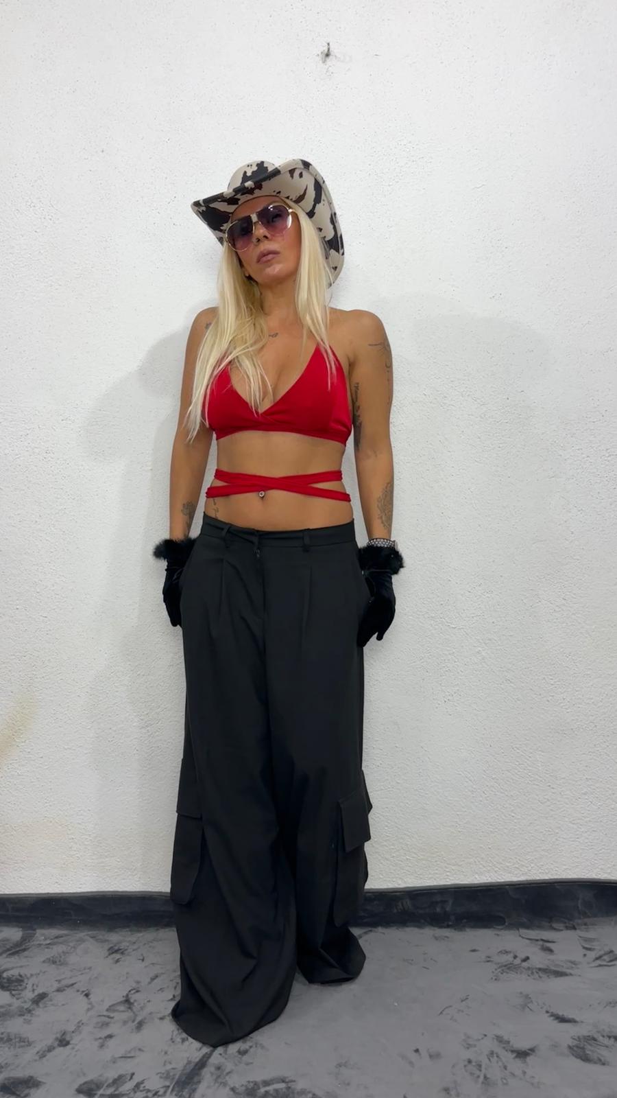 NuNu By Nova Wrap Kırmızı Crop Top