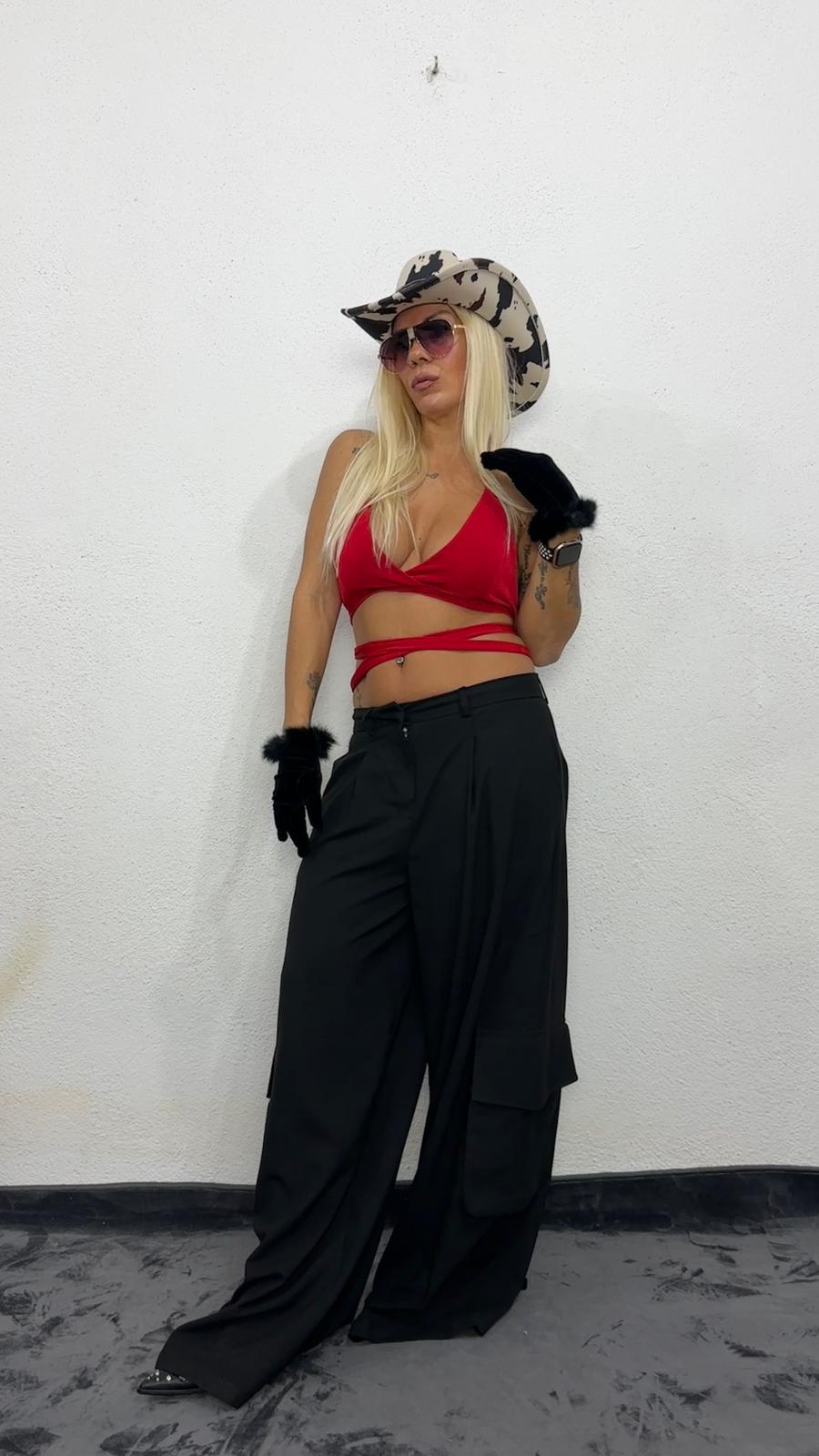 NuNu By Nova Wrap Kırmızı Crop Top