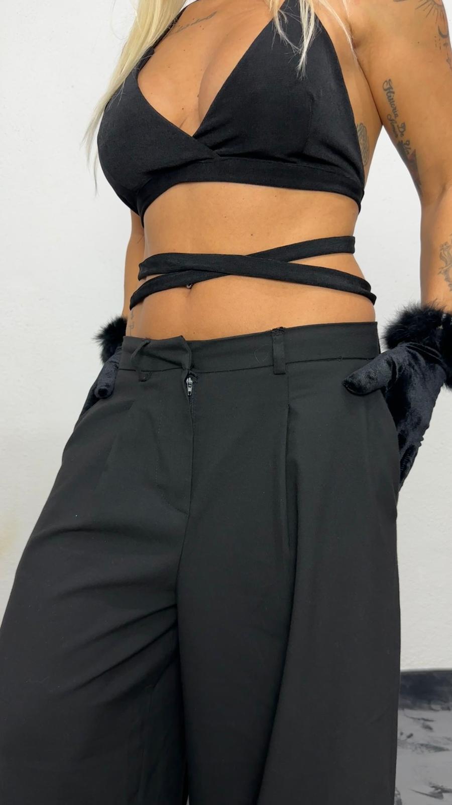 NuNu By Nova Wrap Siyah Crop Top