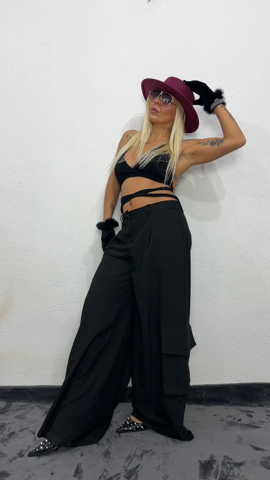 NuNu By Nova Wrap Siyah Crop Top