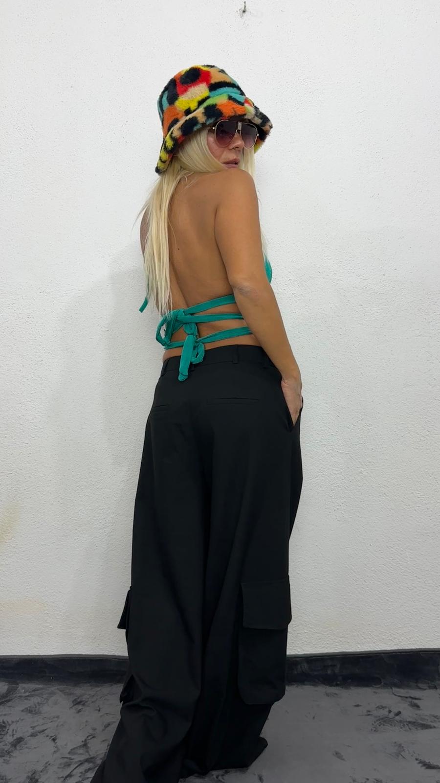 NuNu By Nova Wrap Yeşil Crop Top