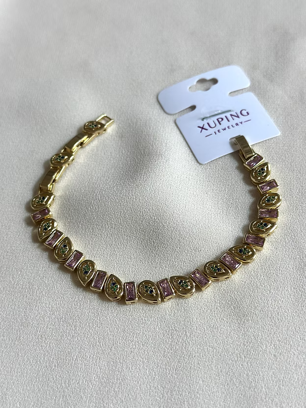 NuNu By Pembe Kare Yeşil Damla Taşlı Xuping Bileklik