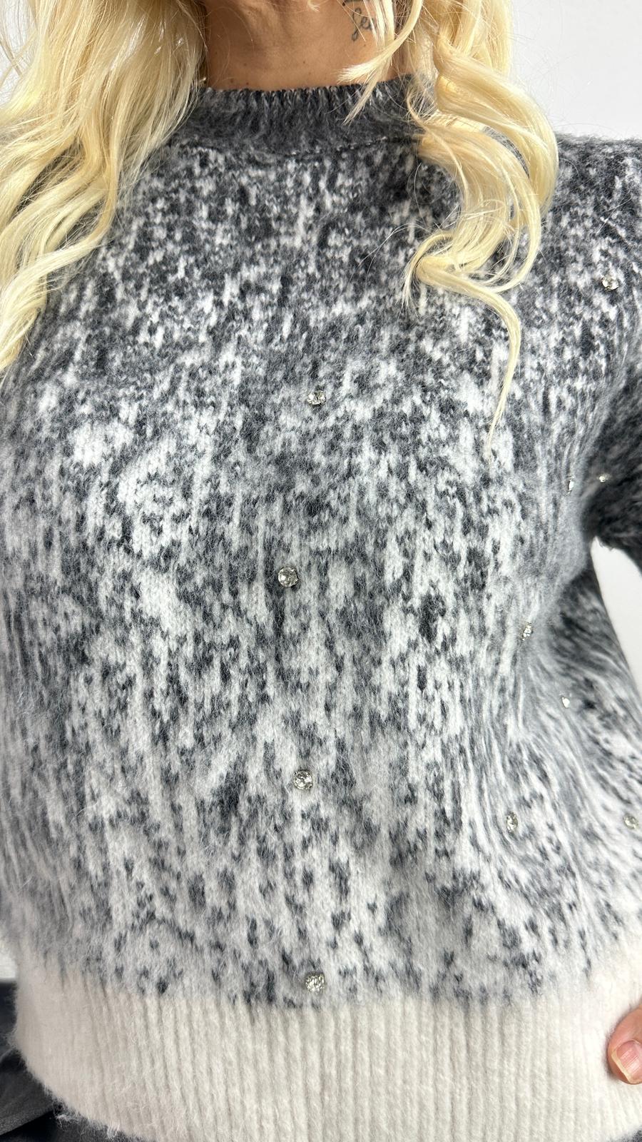 Nunu By Pure Harmony Ekru Gri Şardonlu Kazak