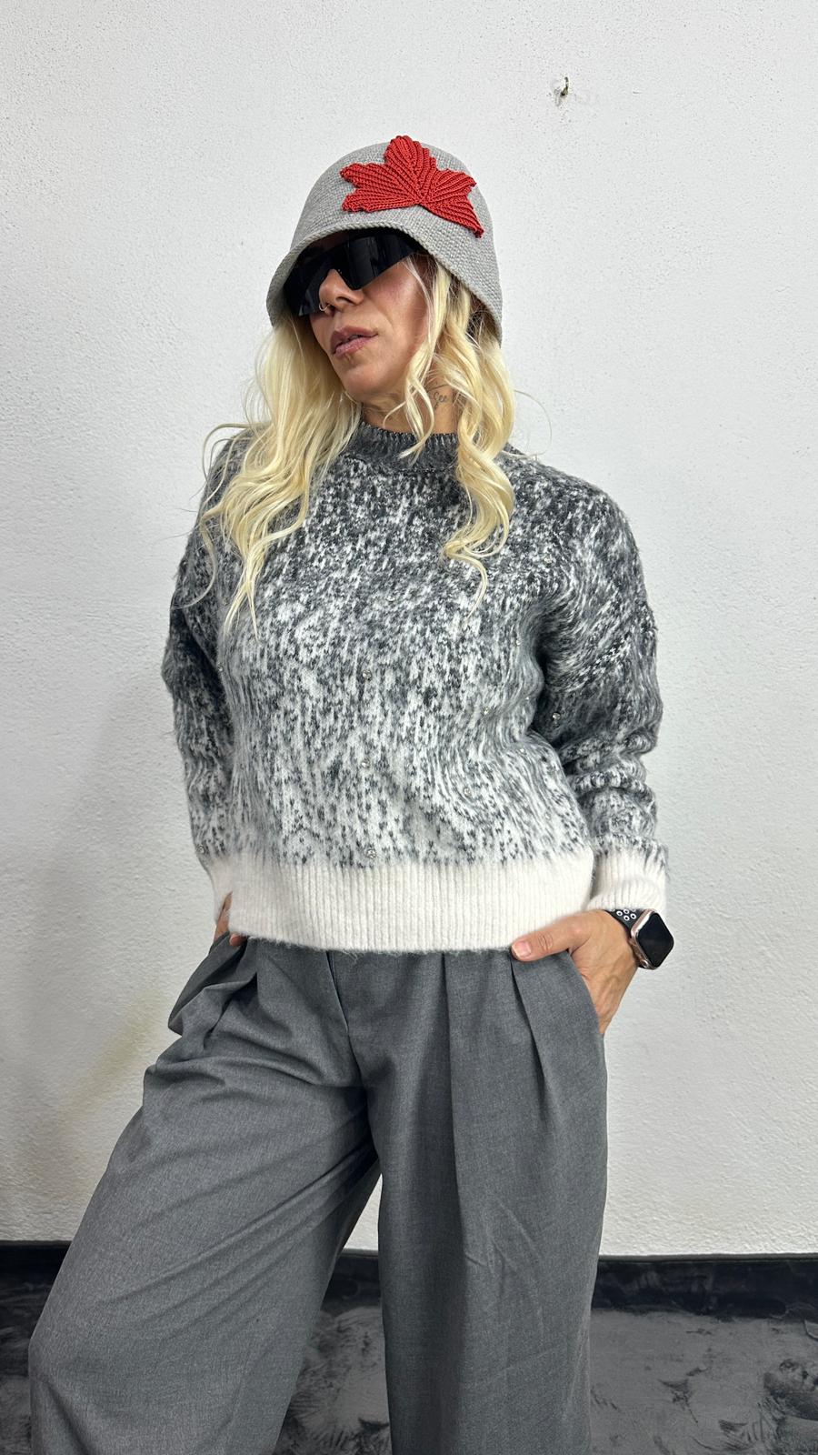 Nunu By Pure Harmony Ekru Gri Şardonlu Kazak