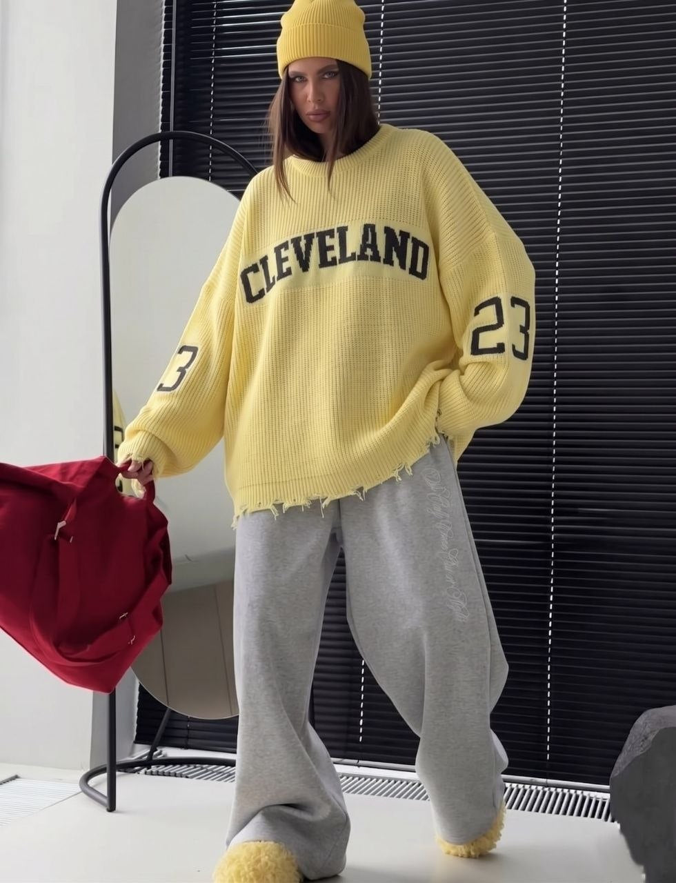NuNu By QU Campus 23 Oversize Kadın Triko Kazak Sarı