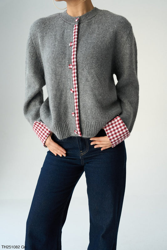 NuNu By QU Colette Pötikare Gri Triko Hırka Standart