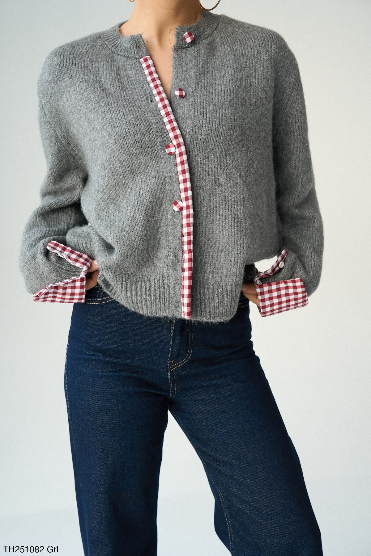 NuNu By QU Colette Pötikare Gri Triko Hırka