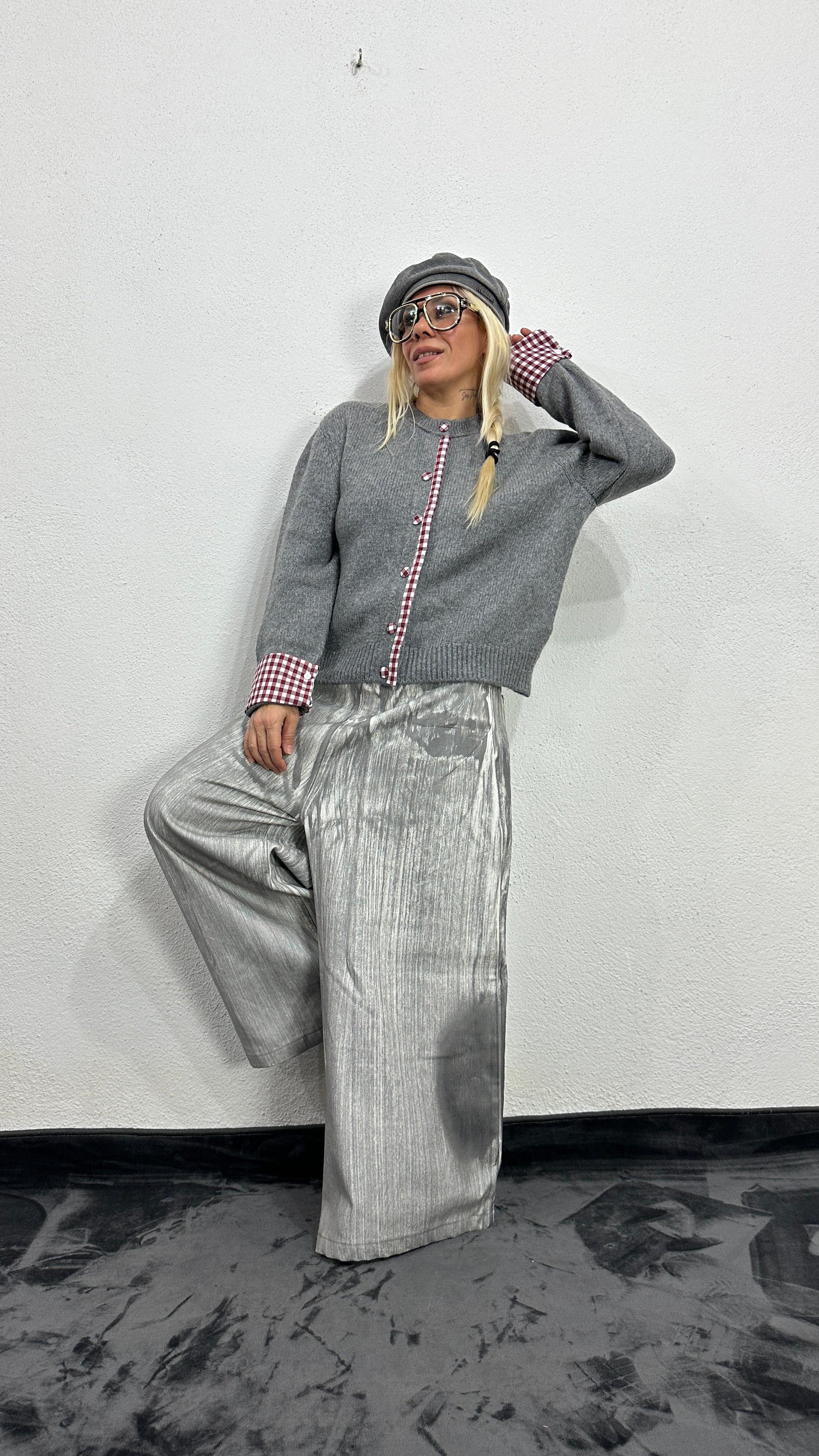 NuNu By QU Colette Pötikare Gri Triko Hırka