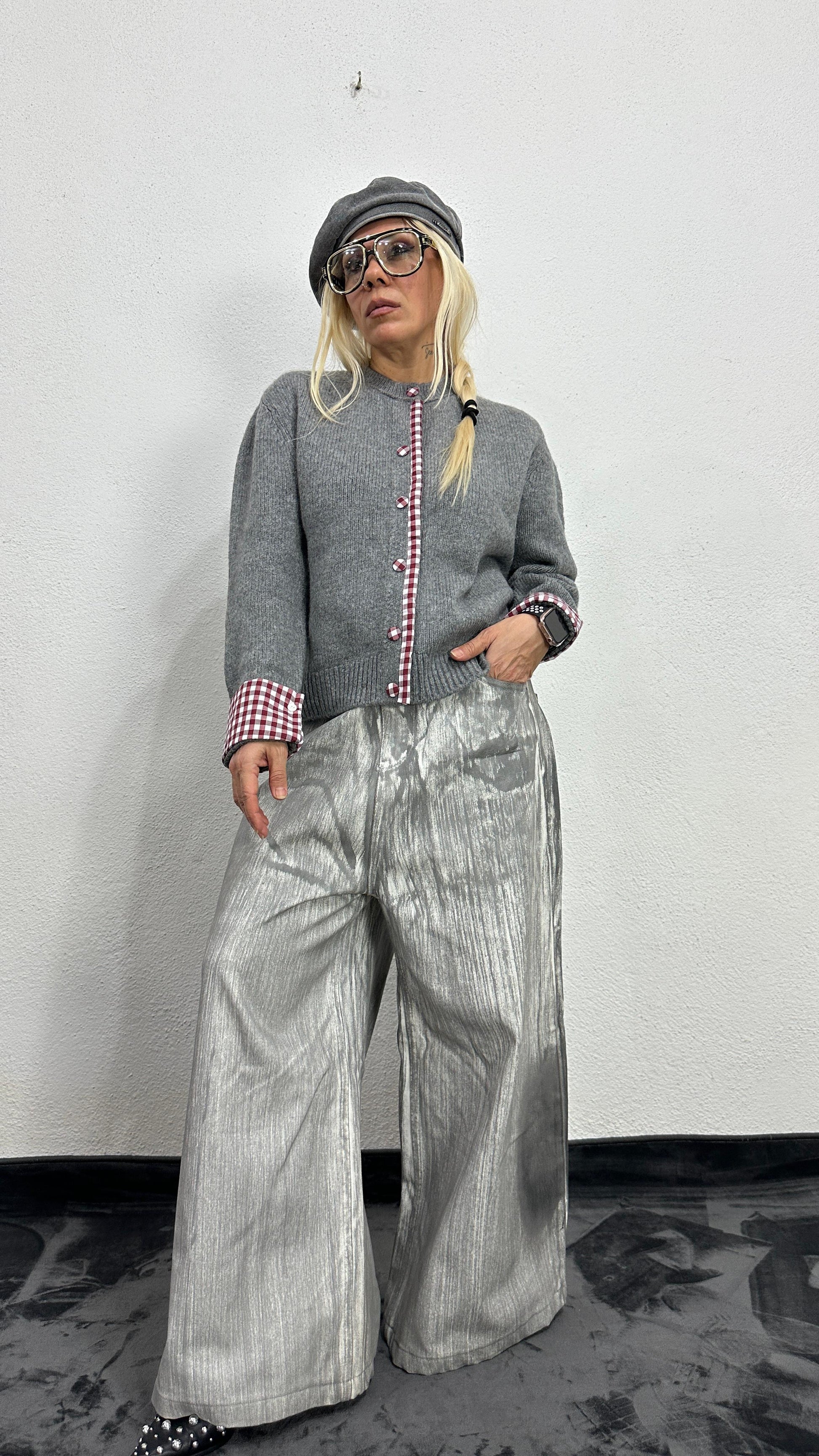 NuNu By QU Colette Pötikare Gri Triko Hırka