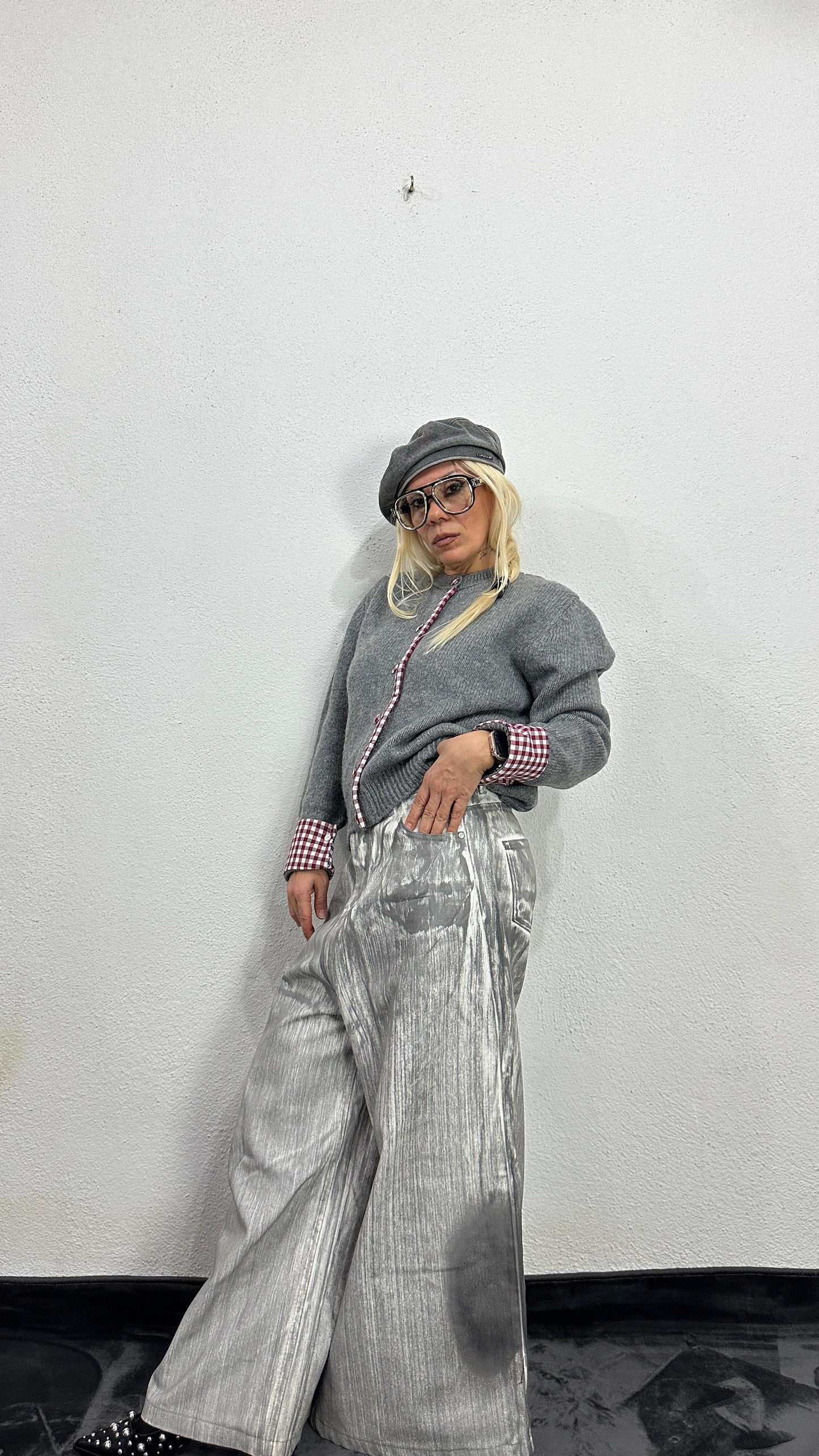 NuNu By QU Colette Pötikare Gri Triko Hırka