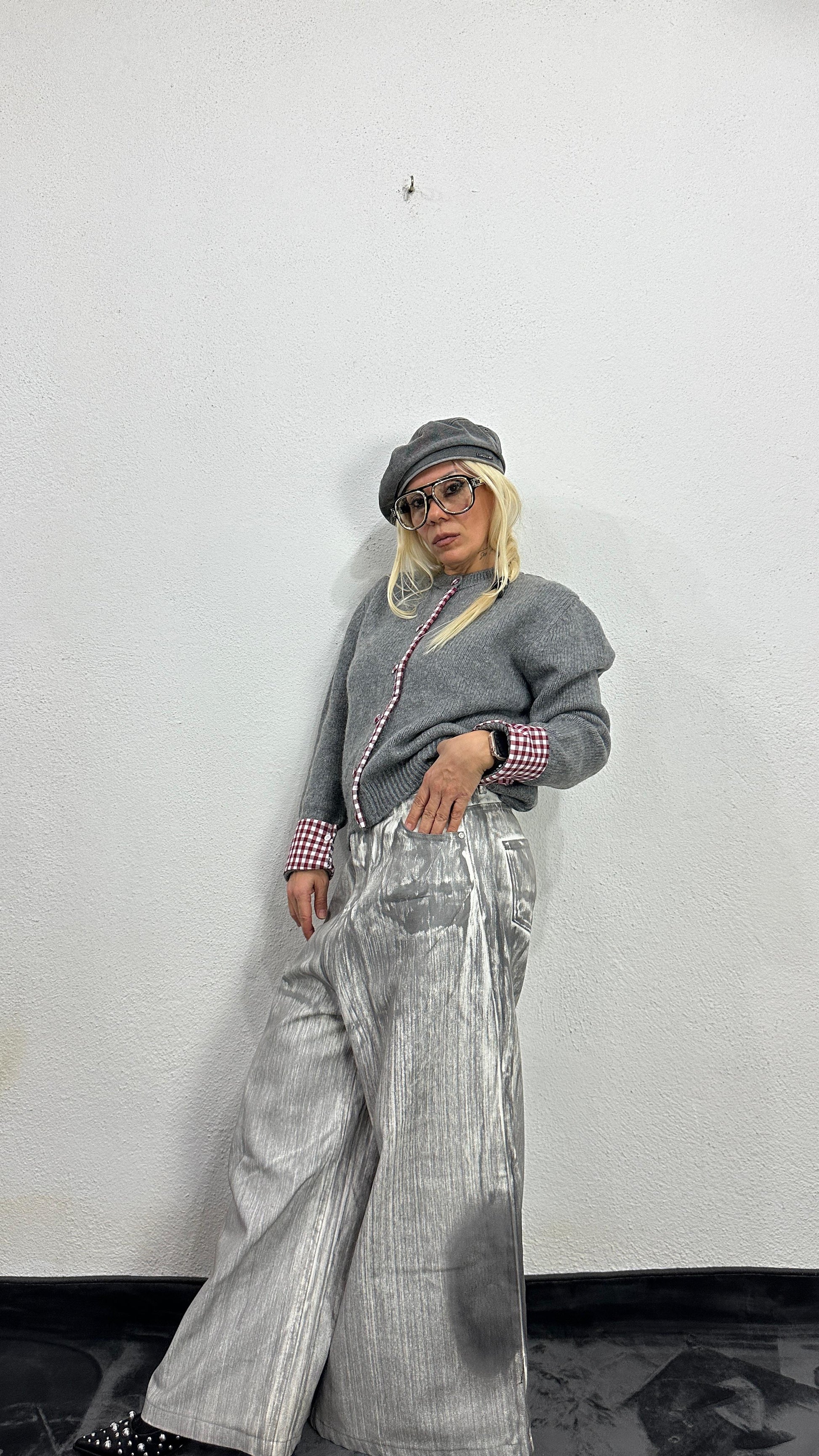 NuNu By QU Colette Pötikare Gri Triko Hırka