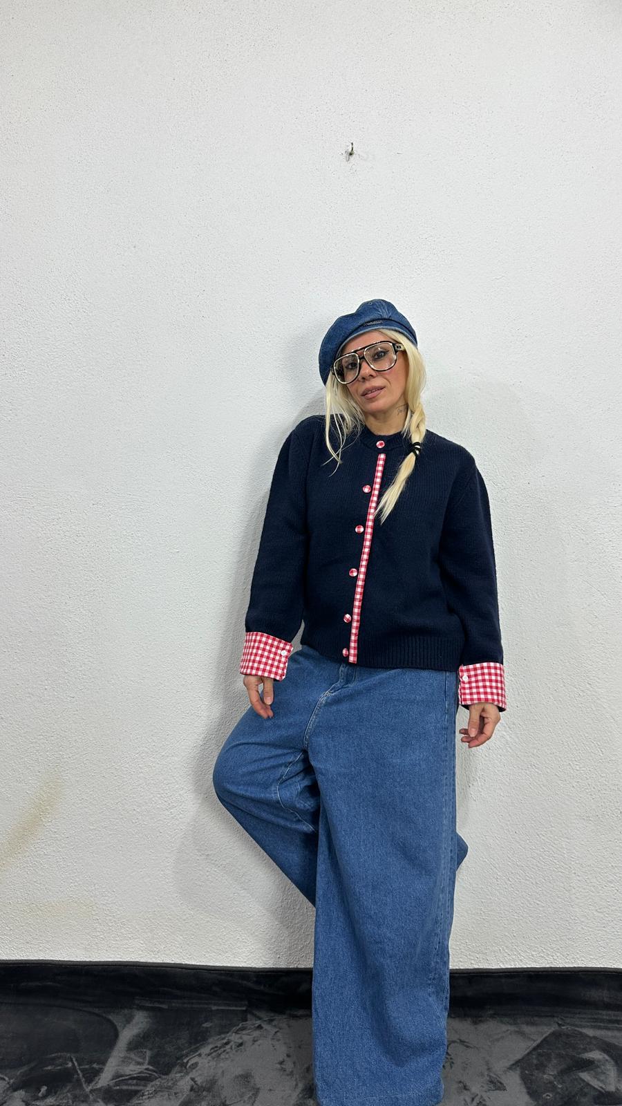 NuNu By QU Colette Pötikare Lacivert Triko Hırka
