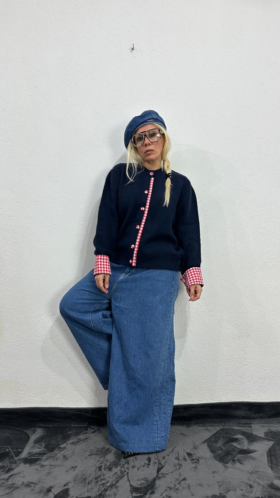 NuNu By QU Colette Pötikare Lacivert Triko Hırka