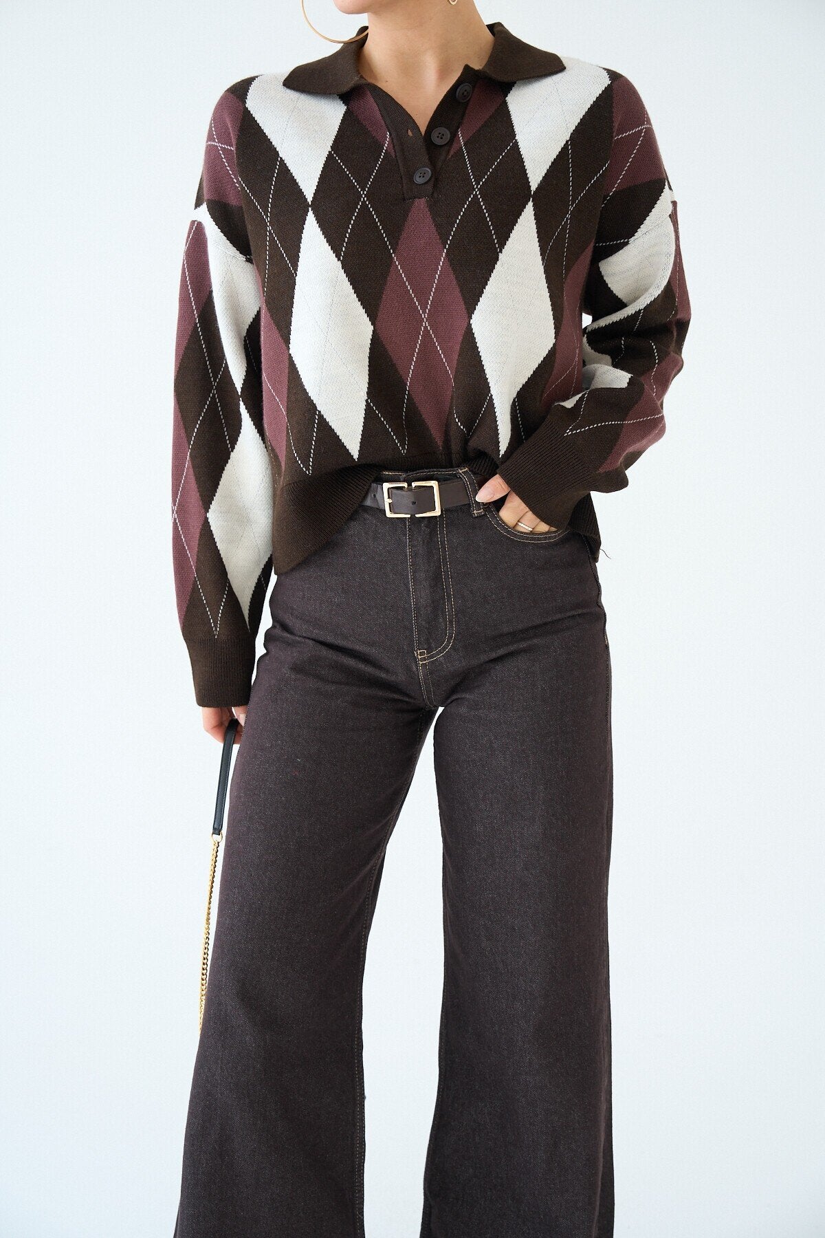 NuNu By QU Margaux Argyle Polo Triko Standart