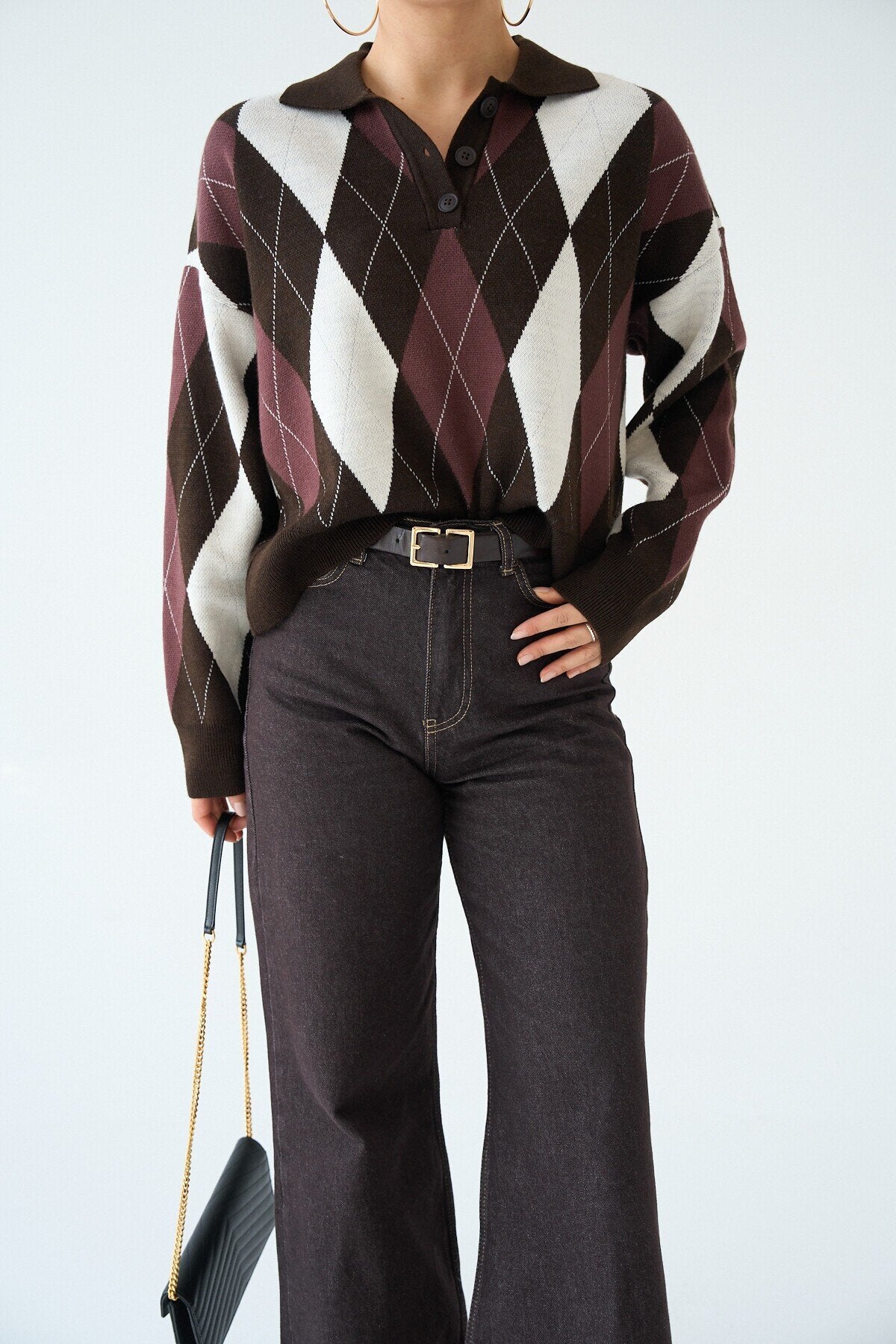 NuNu By QU Margaux Argyle Polo Triko