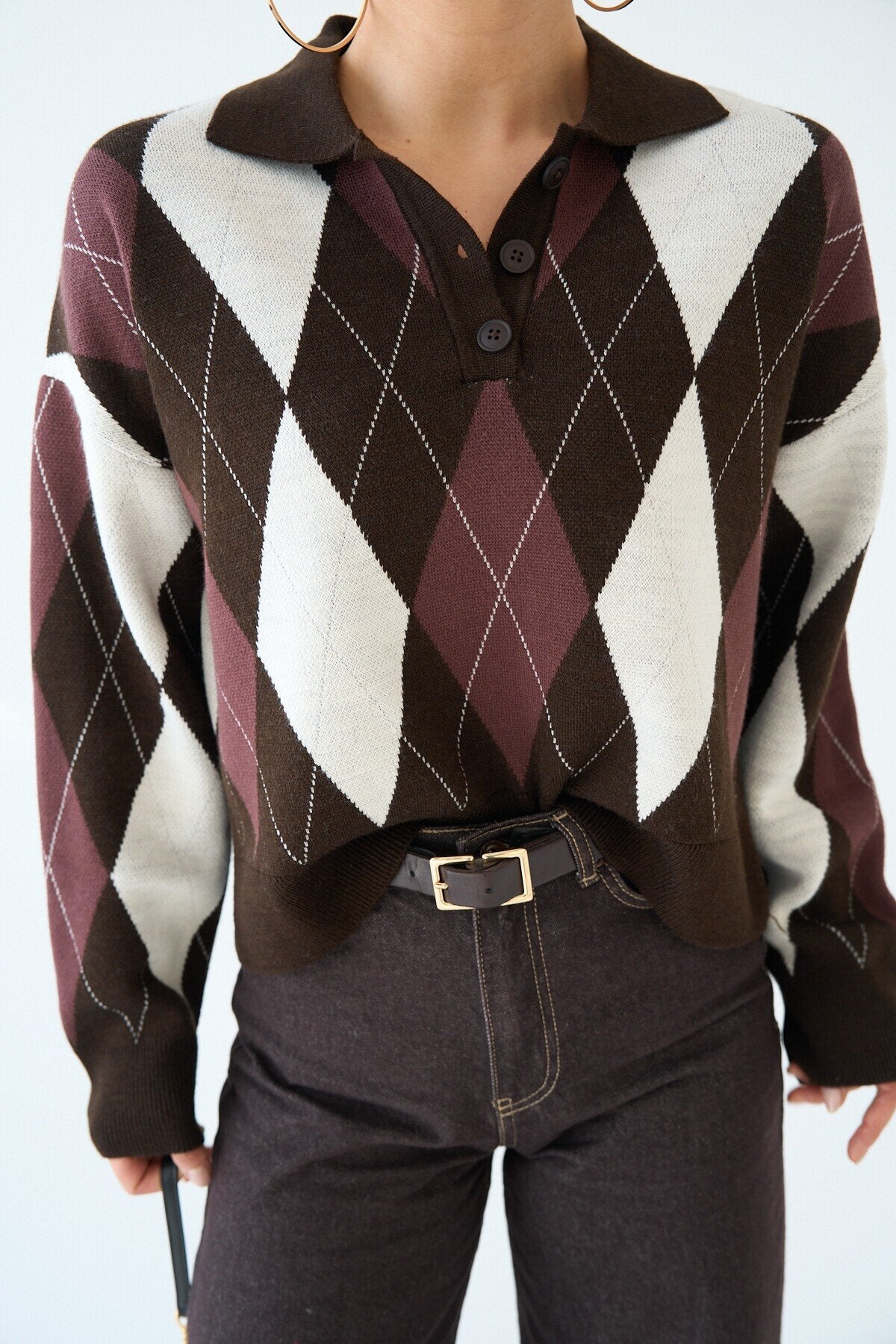 NuNu By QU Margaux Argyle Polo Triko