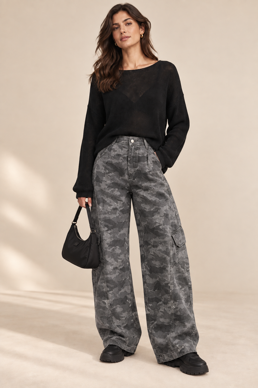 NuNu By QU Soft Touch Oversize Siyah Kadın Kazak Standart