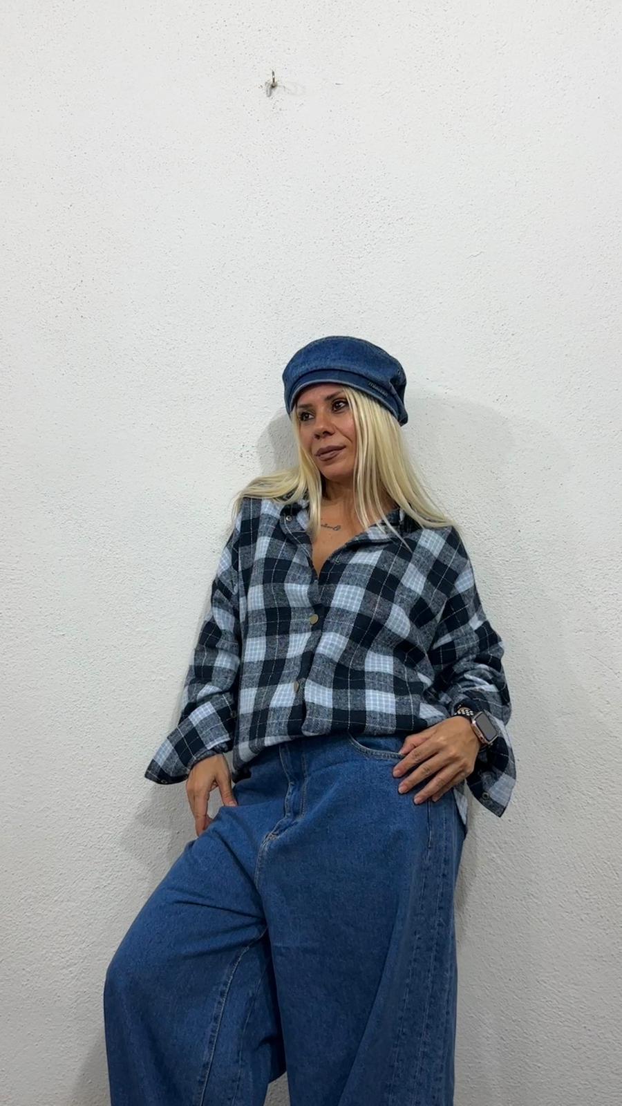 NuNu By Retro Bebe Mavisi Oversize Oduncu Gömlek