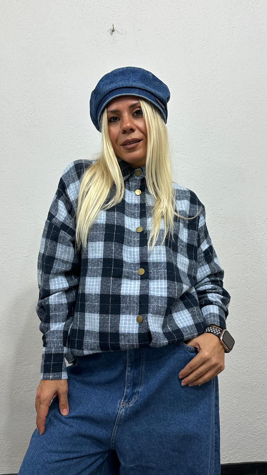 NuNu By Retro Bebe Mavisi Oversize Oduncu Gömlek