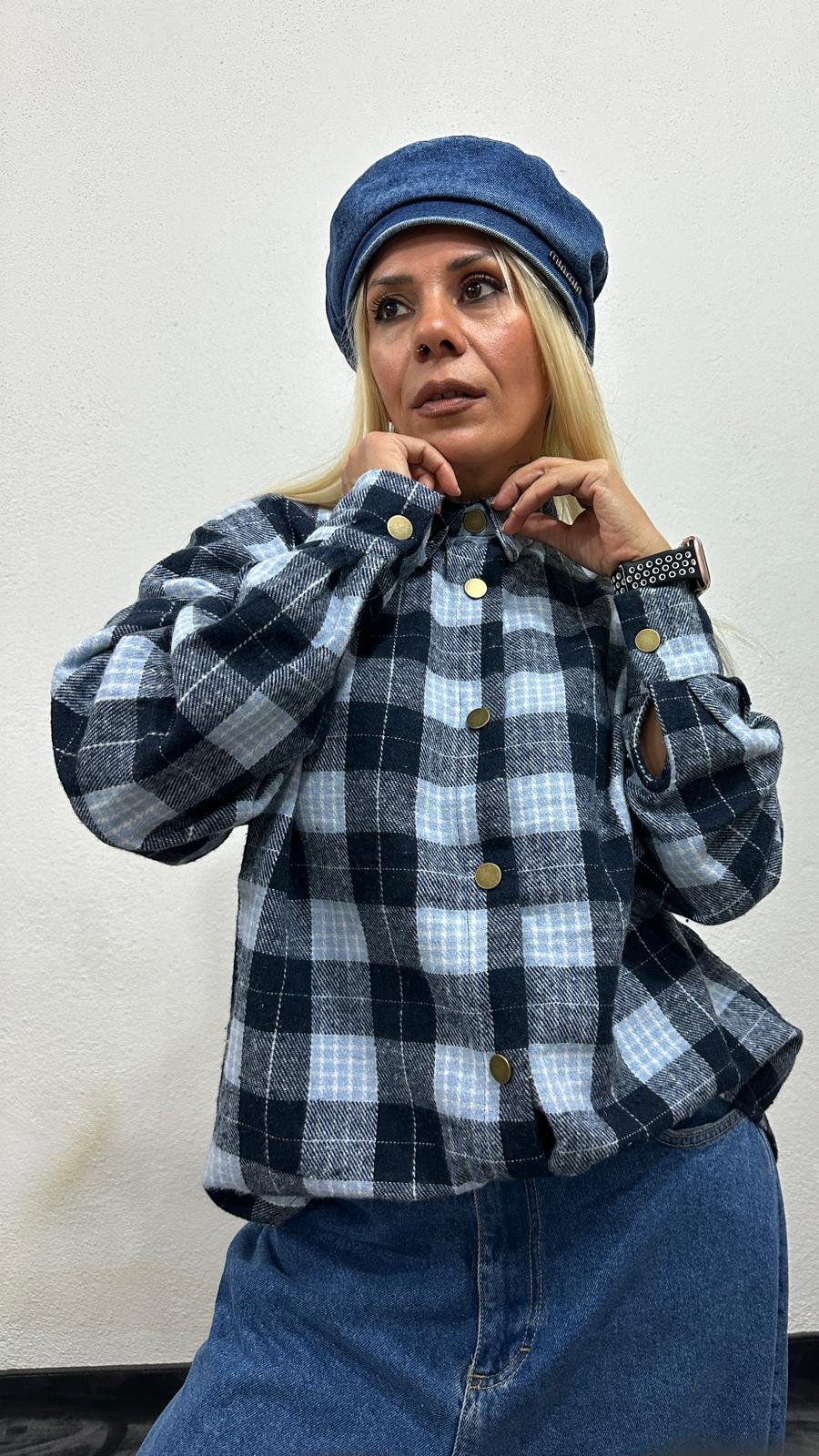 NuNu By Retro Bebe Mavisi Oversize Oduncu Gömlek