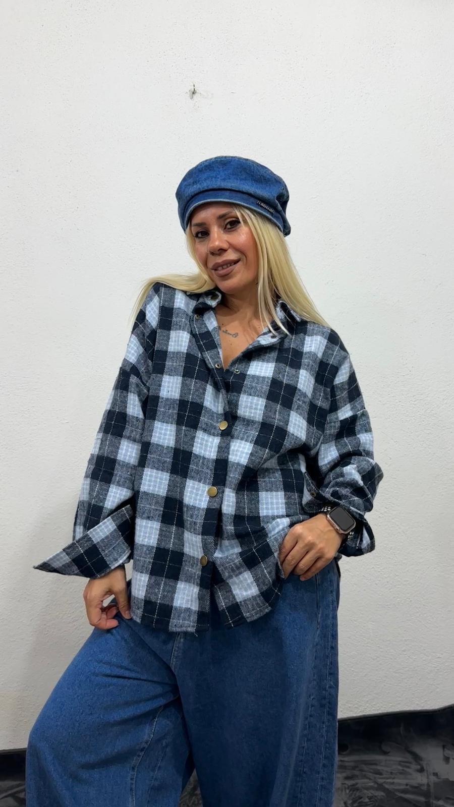 NuNu By Retro Bebe Mavisi Oversize Oduncu Gömlek