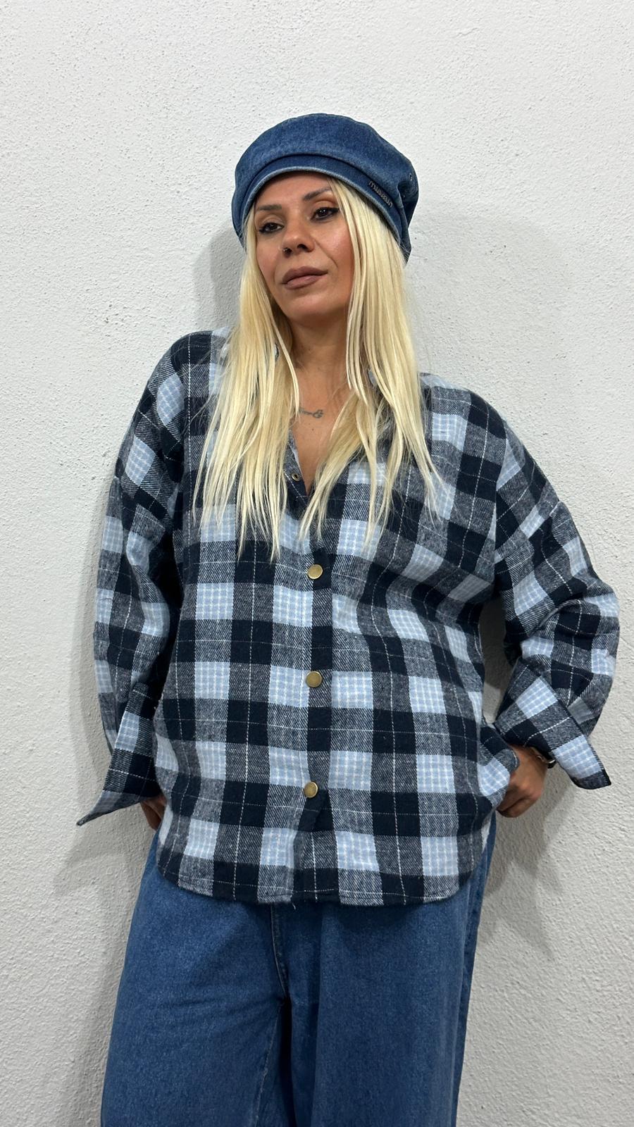 NuNu By Retro Bebe Mavisi Oversize Oduncu Gömlek