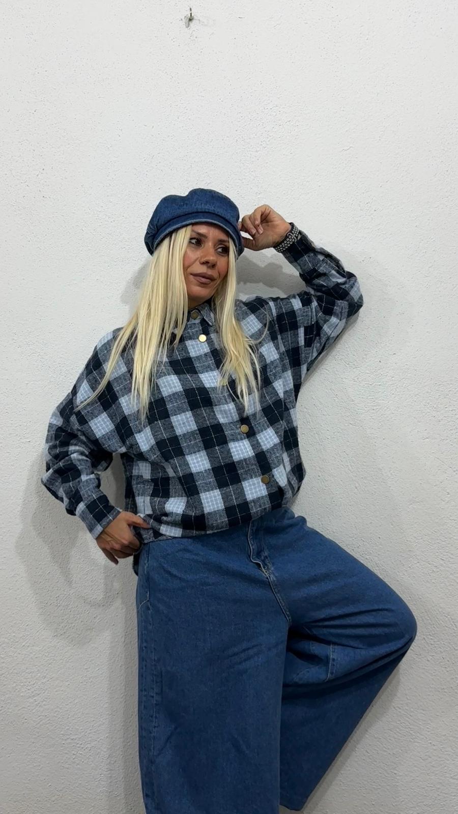 NuNu By Retro Bebe Mavisi Oversize Oduncu Gömlek