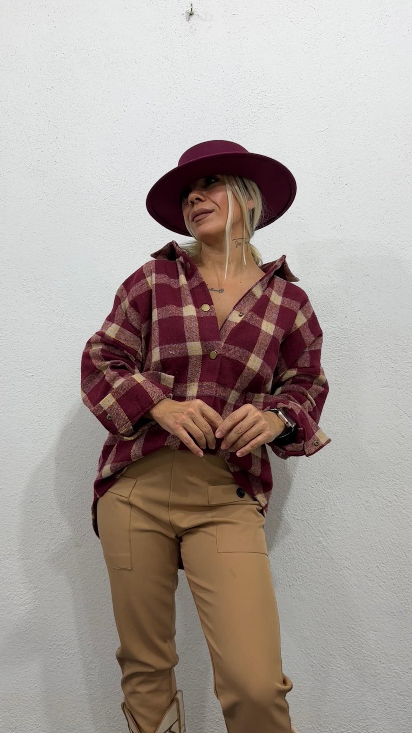 NuNu By Retro Bordo Oversize Oduncu Gömlek