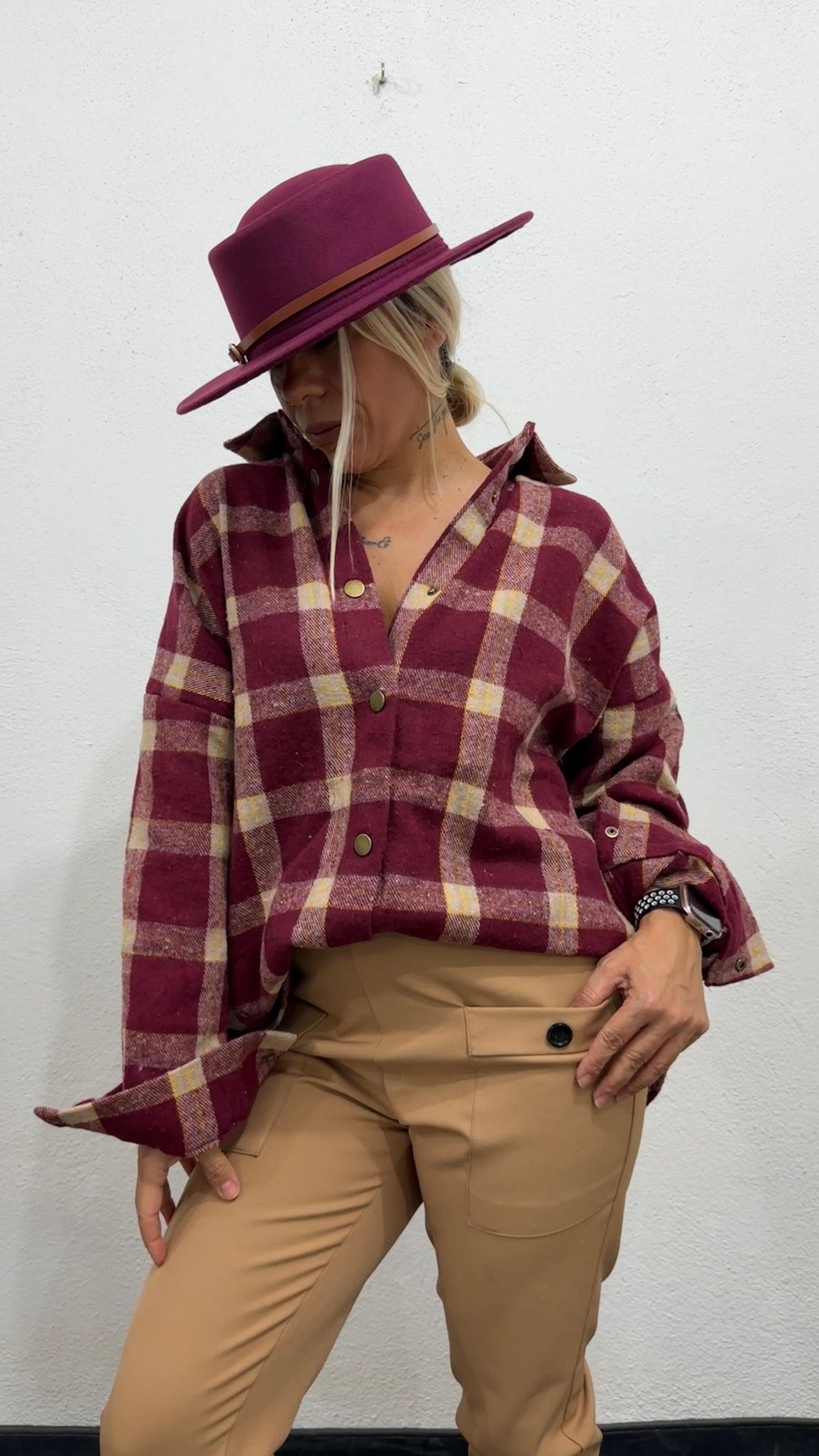 NuNu By Retro Bordo Oversize Oduncu Gömlek