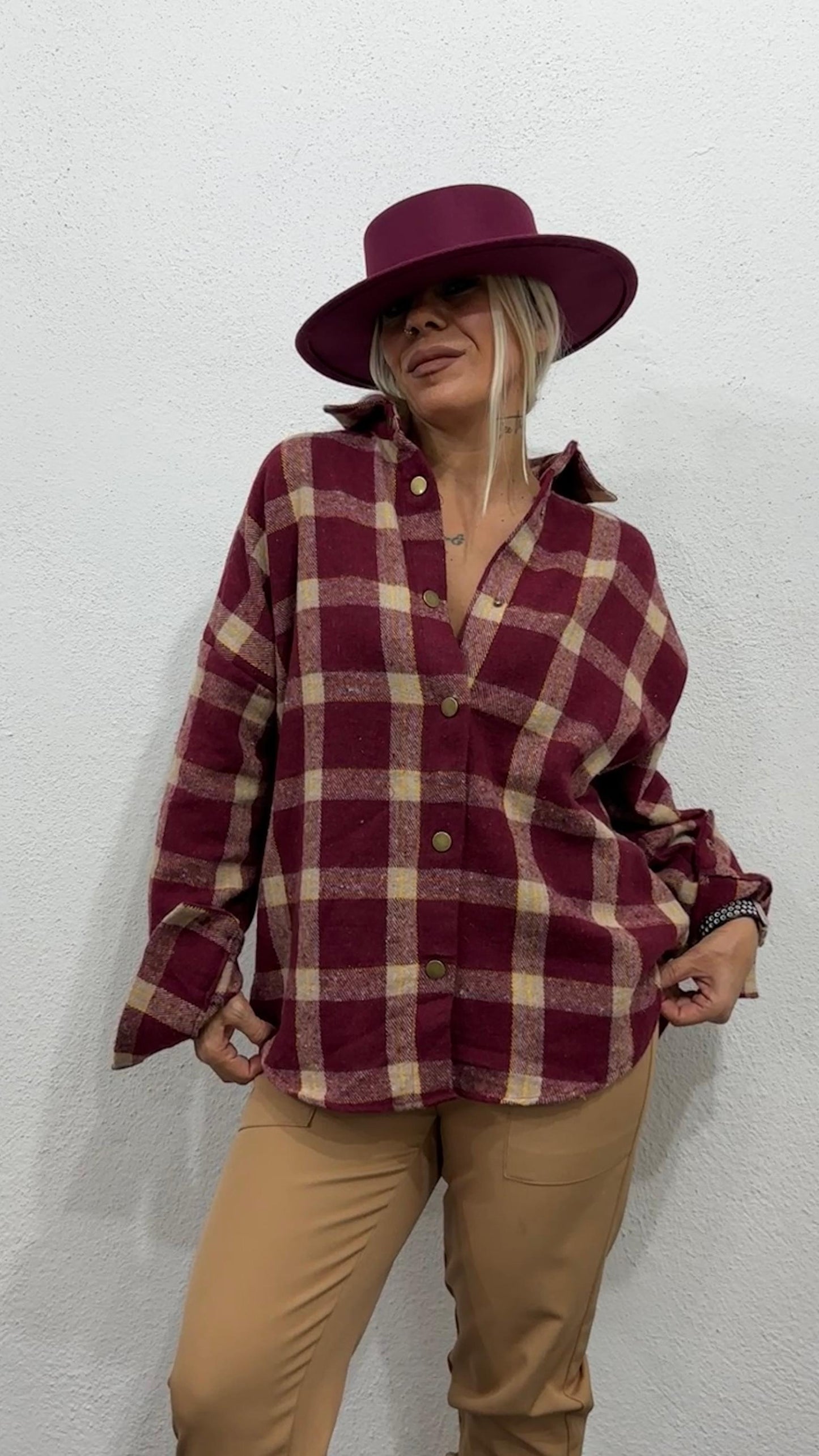 NuNu By Retro Bordo Oversize Oduncu Gömlek