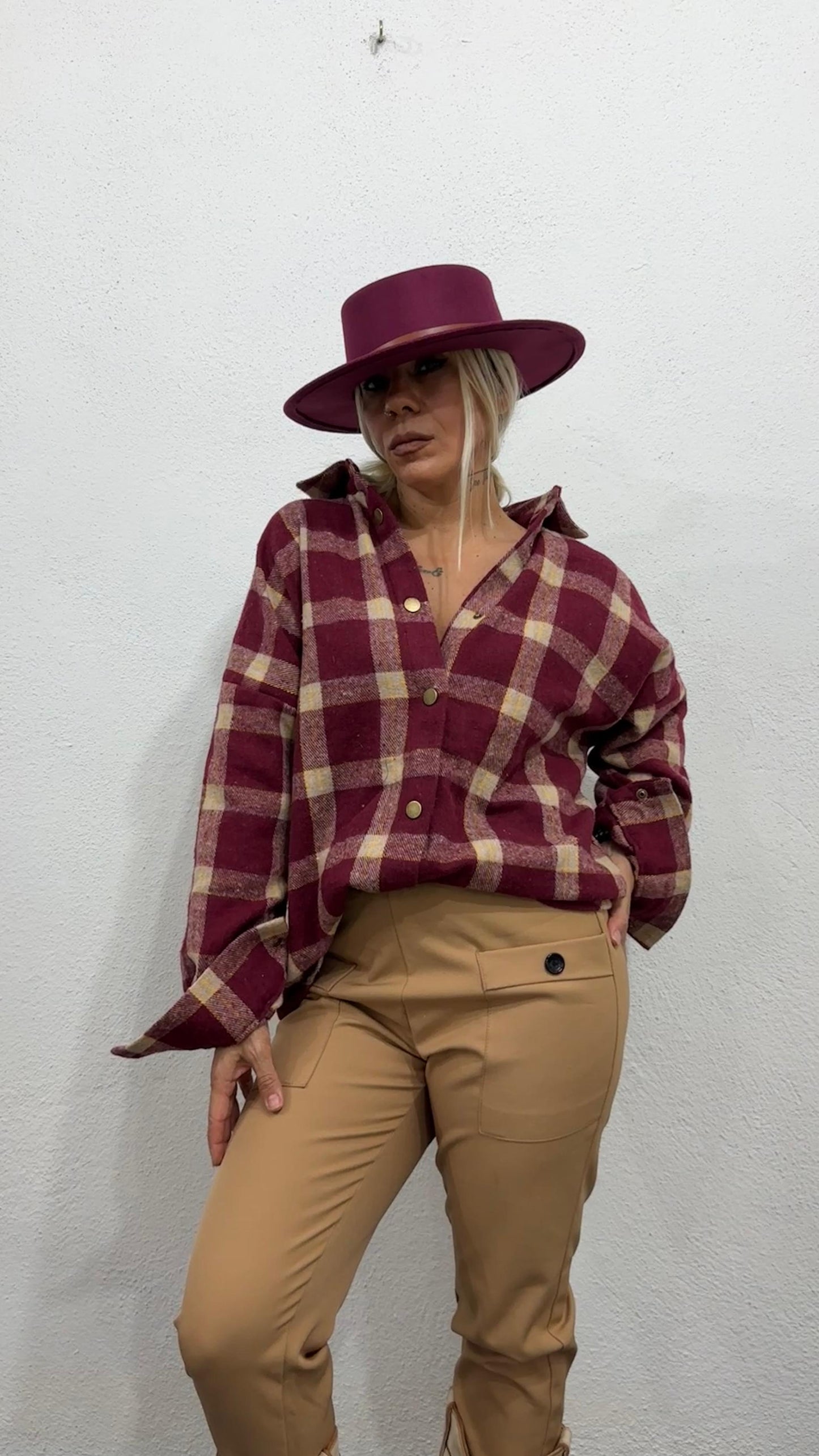 NuNu By Retro Bordo Oversize Oduncu Gömlek