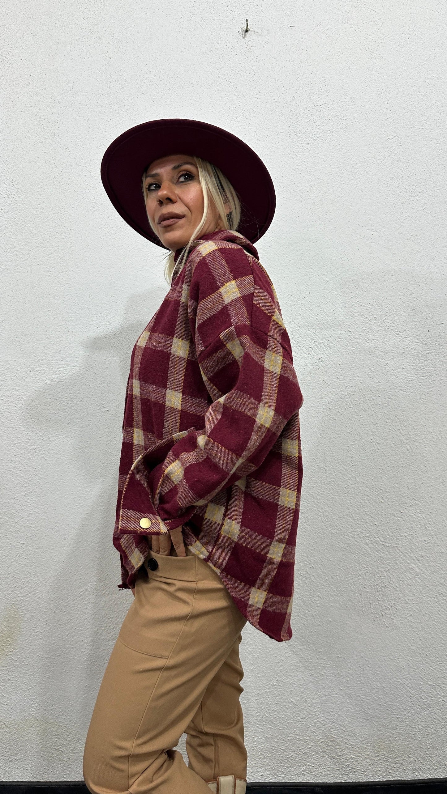 NuNu By Retro Bordo Oversize Oduncu Gömlek