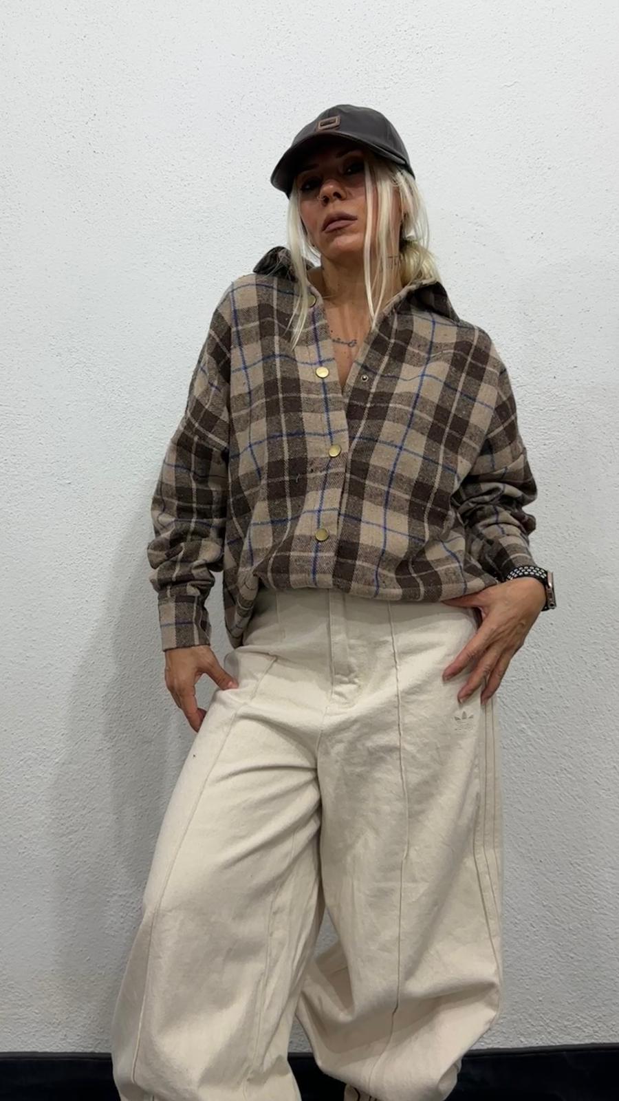 NuNu By Retro Kahve Oversize Oduncu Gömlek