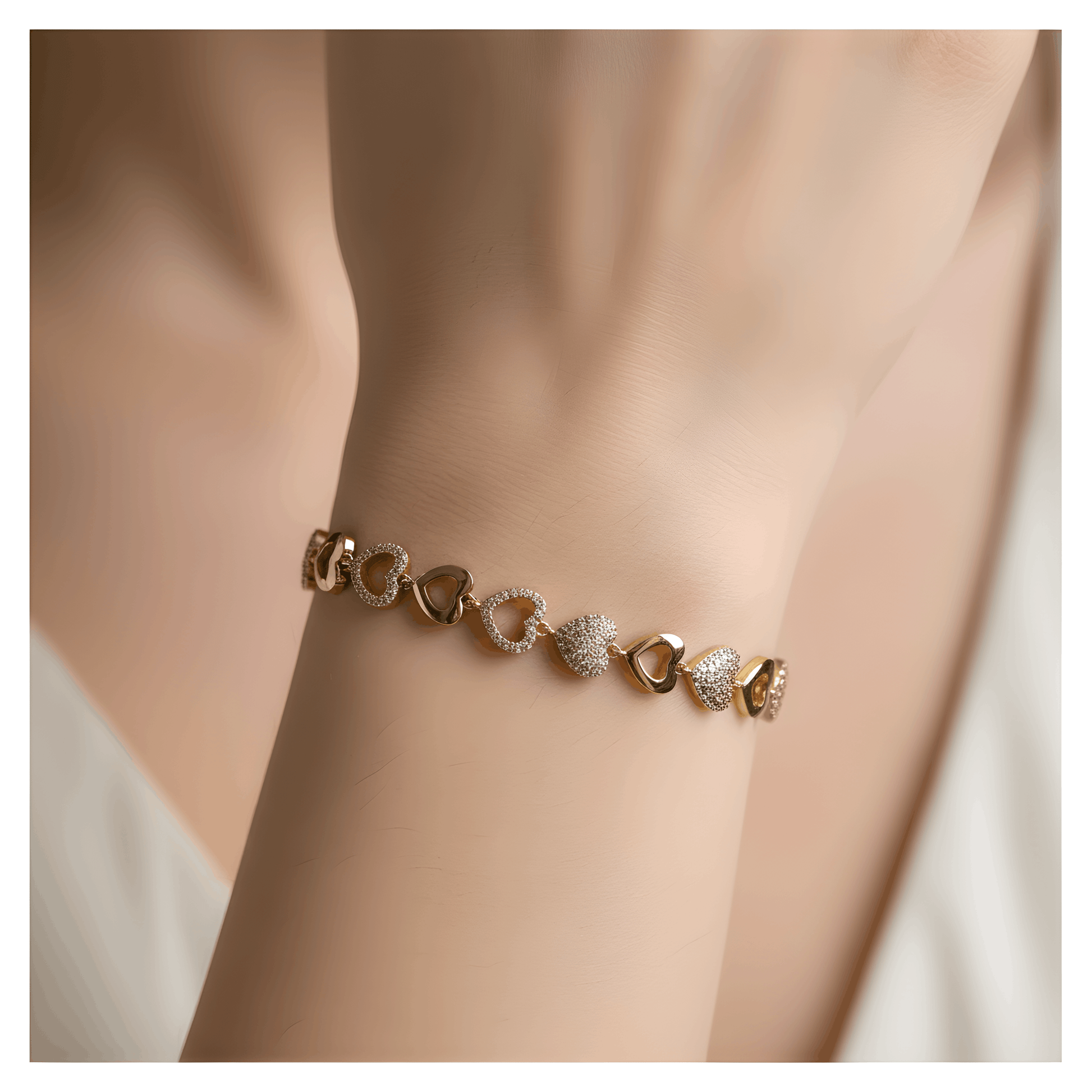 NuNu By Sıralı Kalp Detay Rose Xuping Bileklik Rose Gold