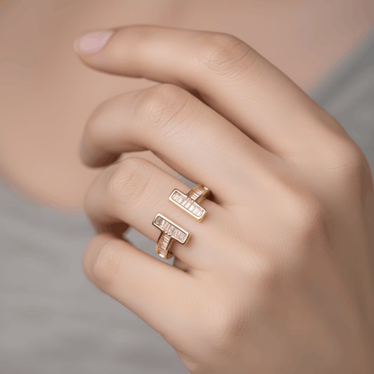 NuNu By T Line Ayarlamalı Baget Taş Çelik Yüzük Gold