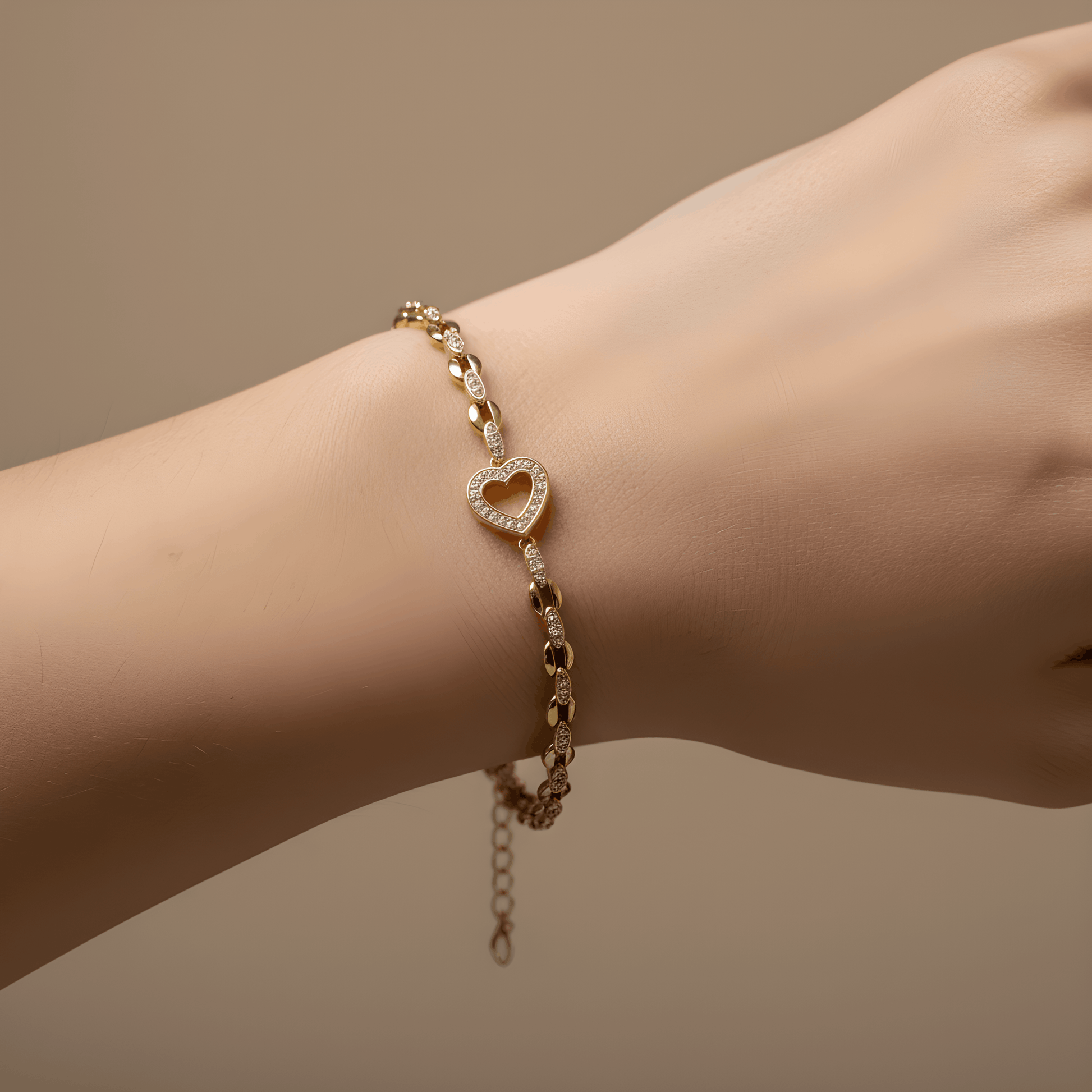 NuNu By Taşlı Kalp Detay Rose Xuping Bileklik Rose Gold